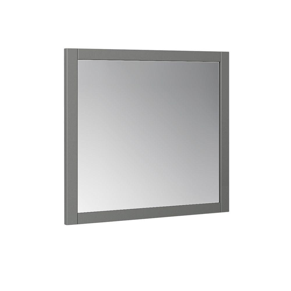 Elegant 30" Square Gray Wood Framed Bathroom Vanity Mirror