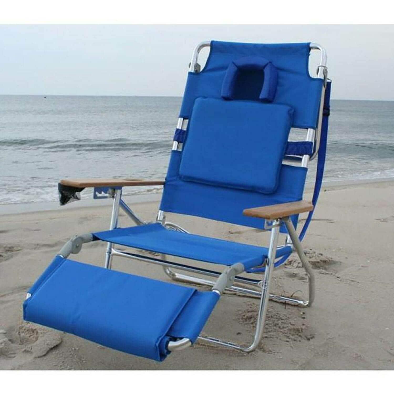 Ostrich Deluxe Padded Lightweight Portable Adjustable Outdoor Reclining Folding Chair with Footrest