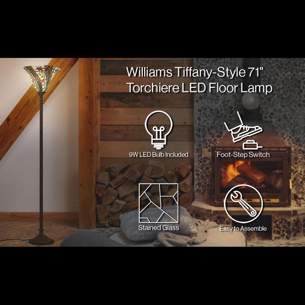 Williams Tiffany-Style 71" Torchiere LED Floor Lamp, Bronze