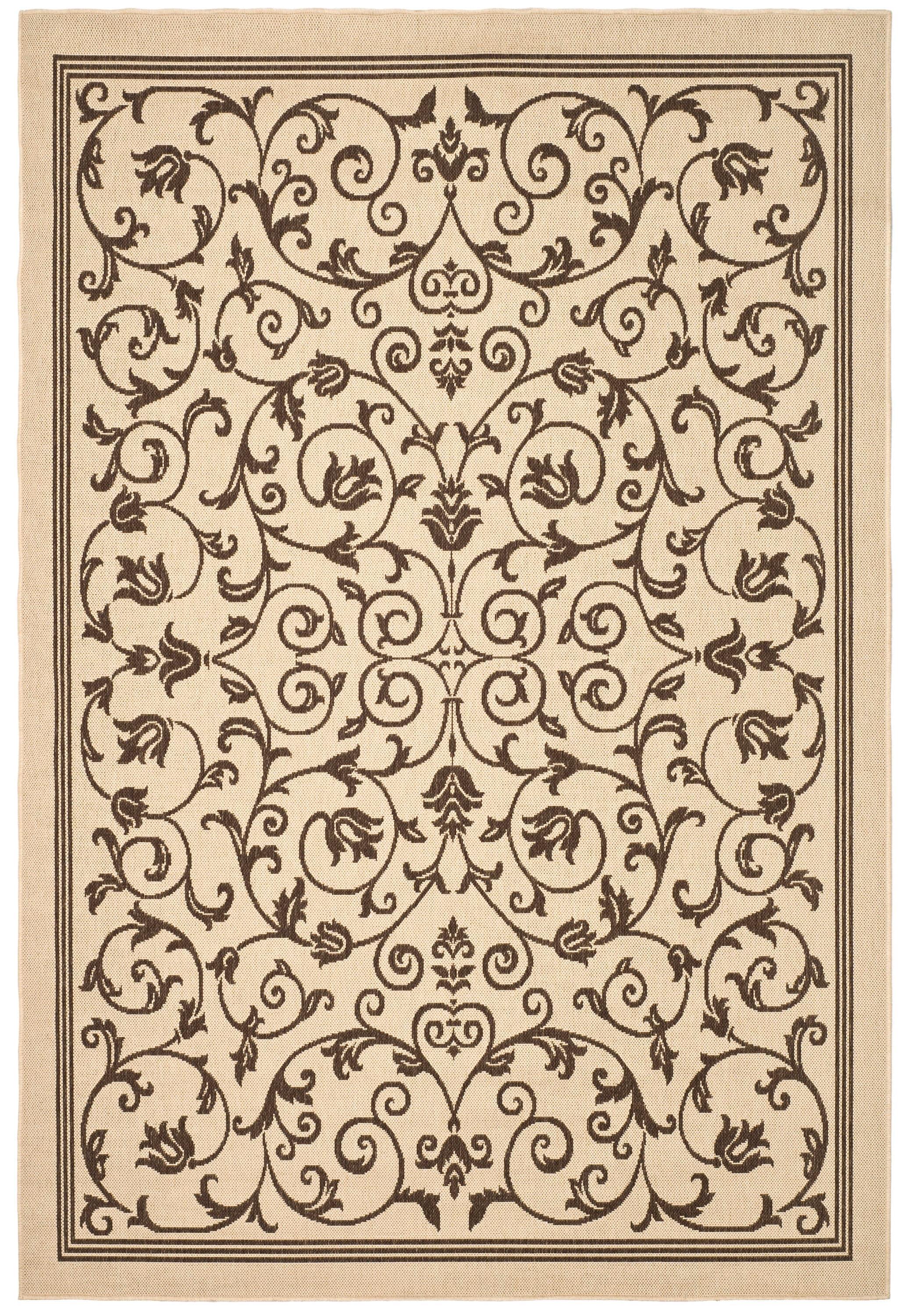 Courtyard CY2098 Power Loomed Indoor and Outdoor Area Rug - Natural/Brown - 9'x12' - Safavieh
