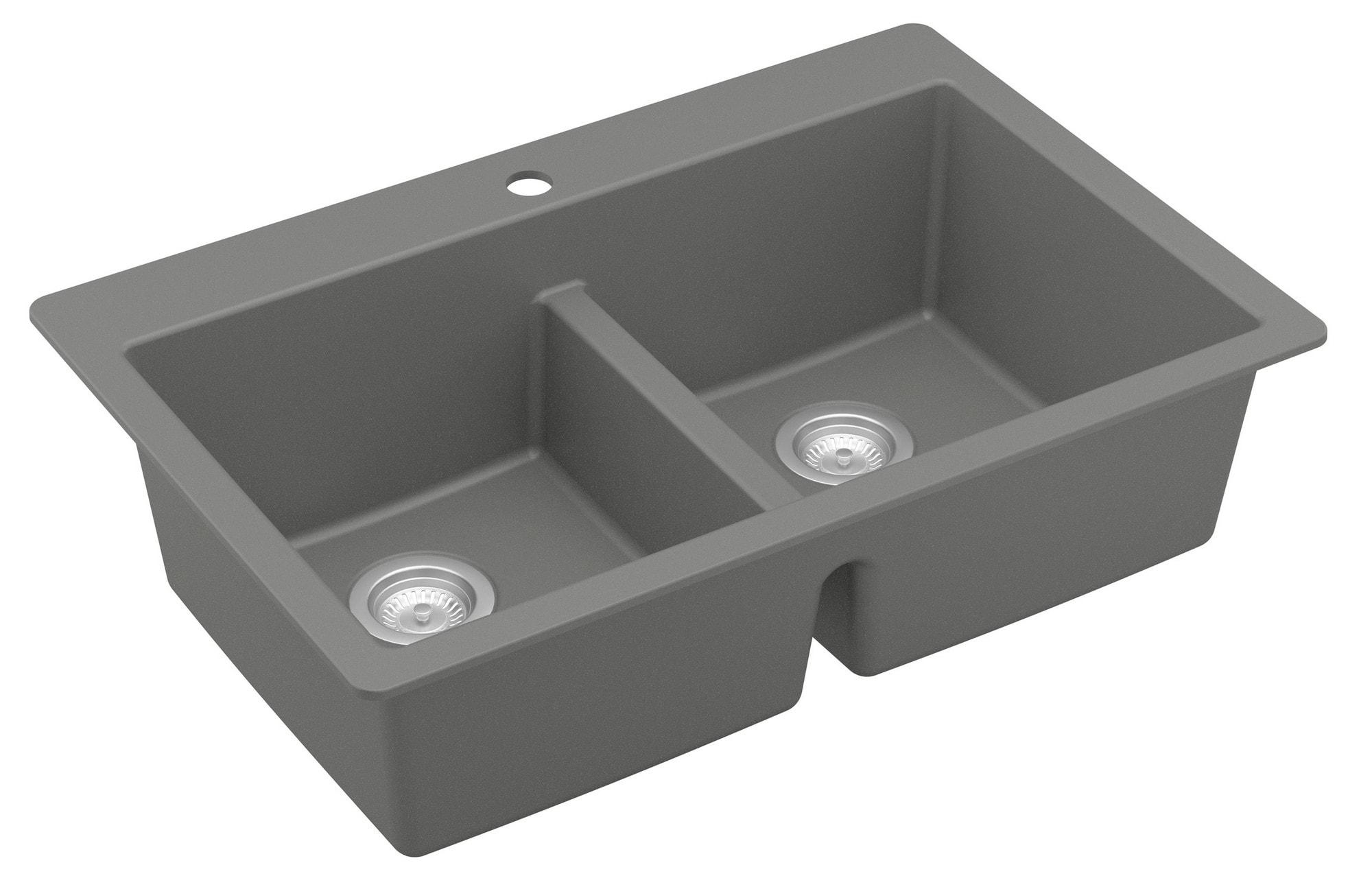 Karran Quartz 33'' X 22'' 50/50 Double Bowl Composite Drop-in Kitchen Sink