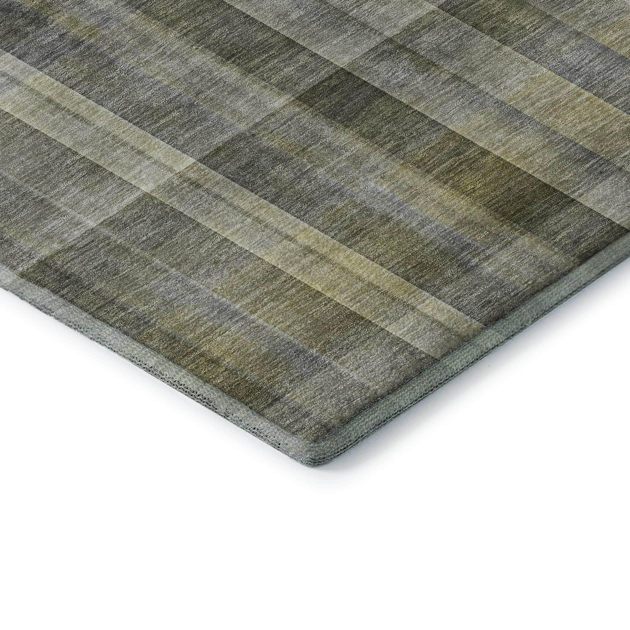 Addison Rugs Mayfield Washable Transitional Plaid Gray Rectangle Rug, 1'8" x 2'6"