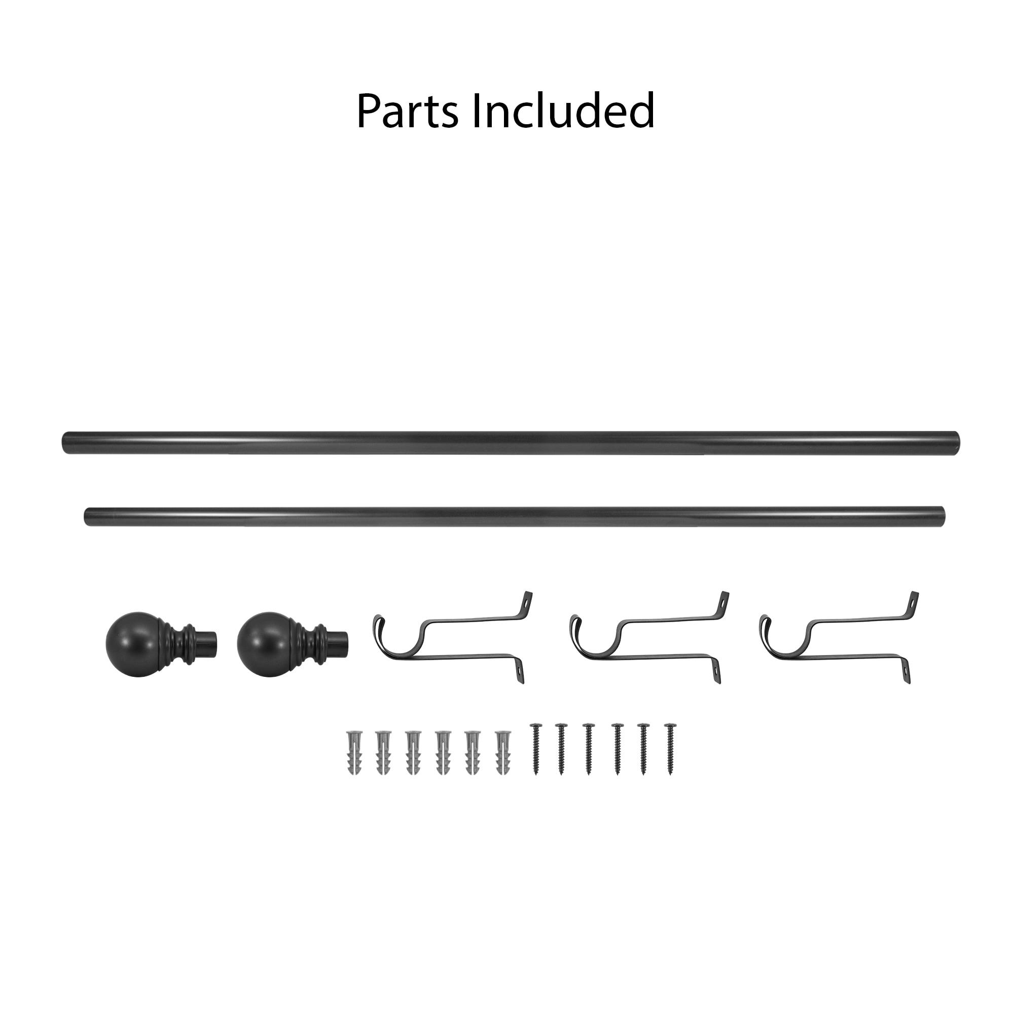 Decopolitan 1" Diameter Ball Telescoping Drapery Rod Set 36-72" Bronze