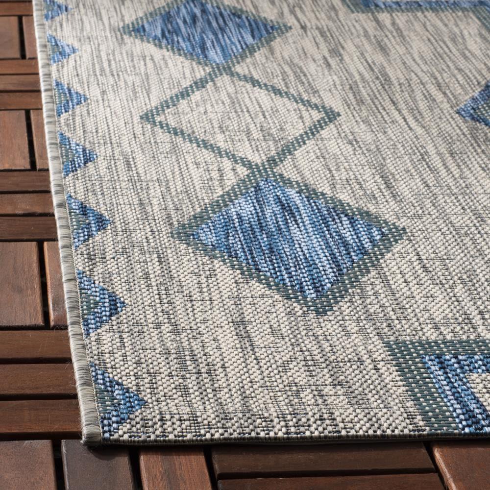 Courtyard CY8533 Power Loomed Indoor/Outdoor Area Rug - Grey/Aqua - 8'x11' - Safavieh.