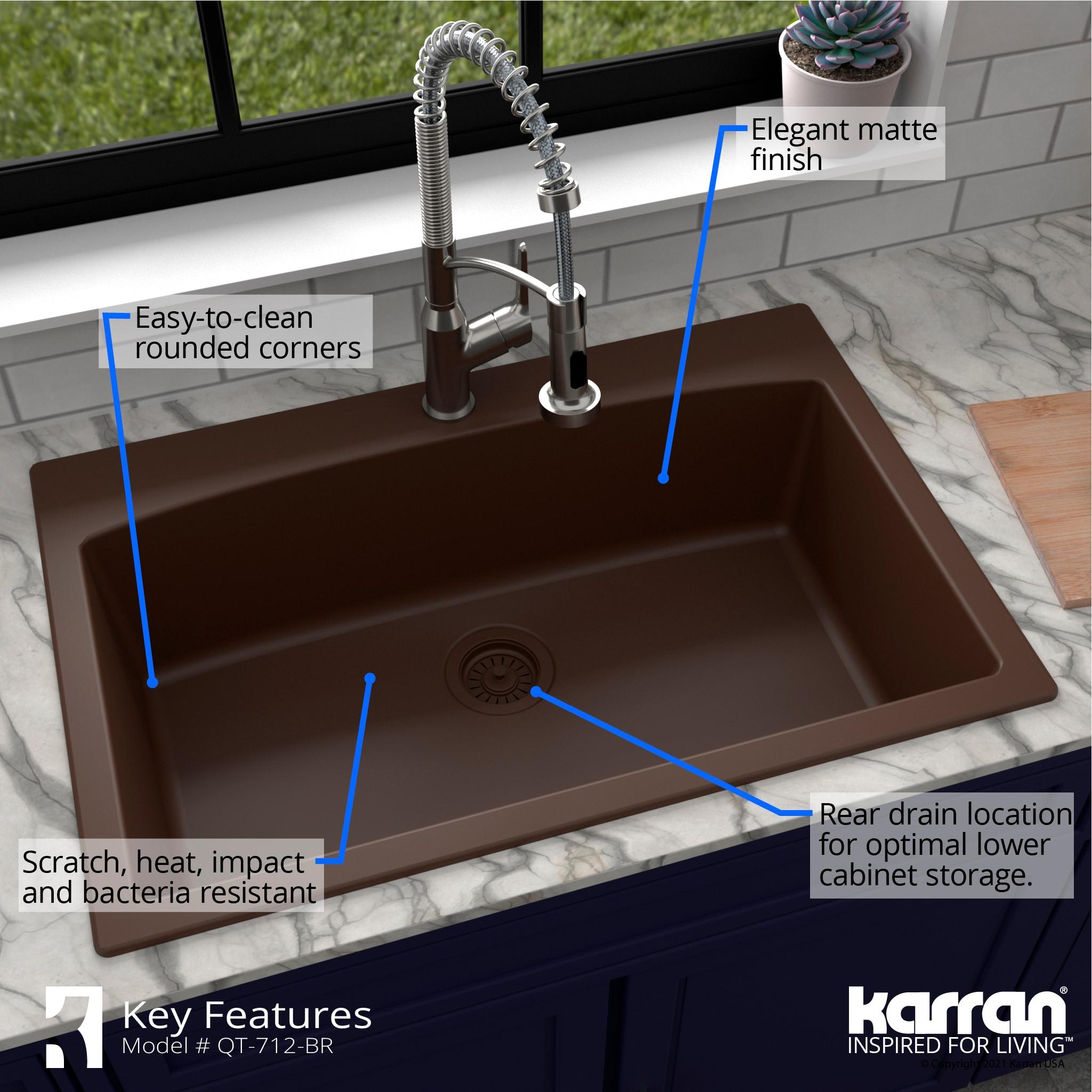 Karran Drop-in Quartz Composite 33'' X 22'' 1-Hole Single Bowl Kitchen Sink