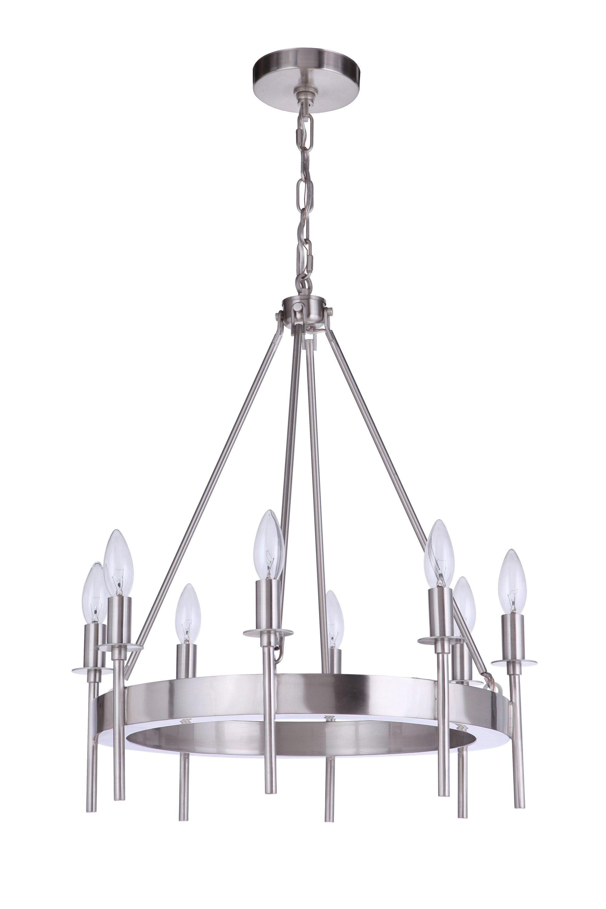 Larrson 8-Light Brushed Polished Nickel Finish Transitional Chandelier for Kitchen/Dining/Foyer, No Bulbs Included