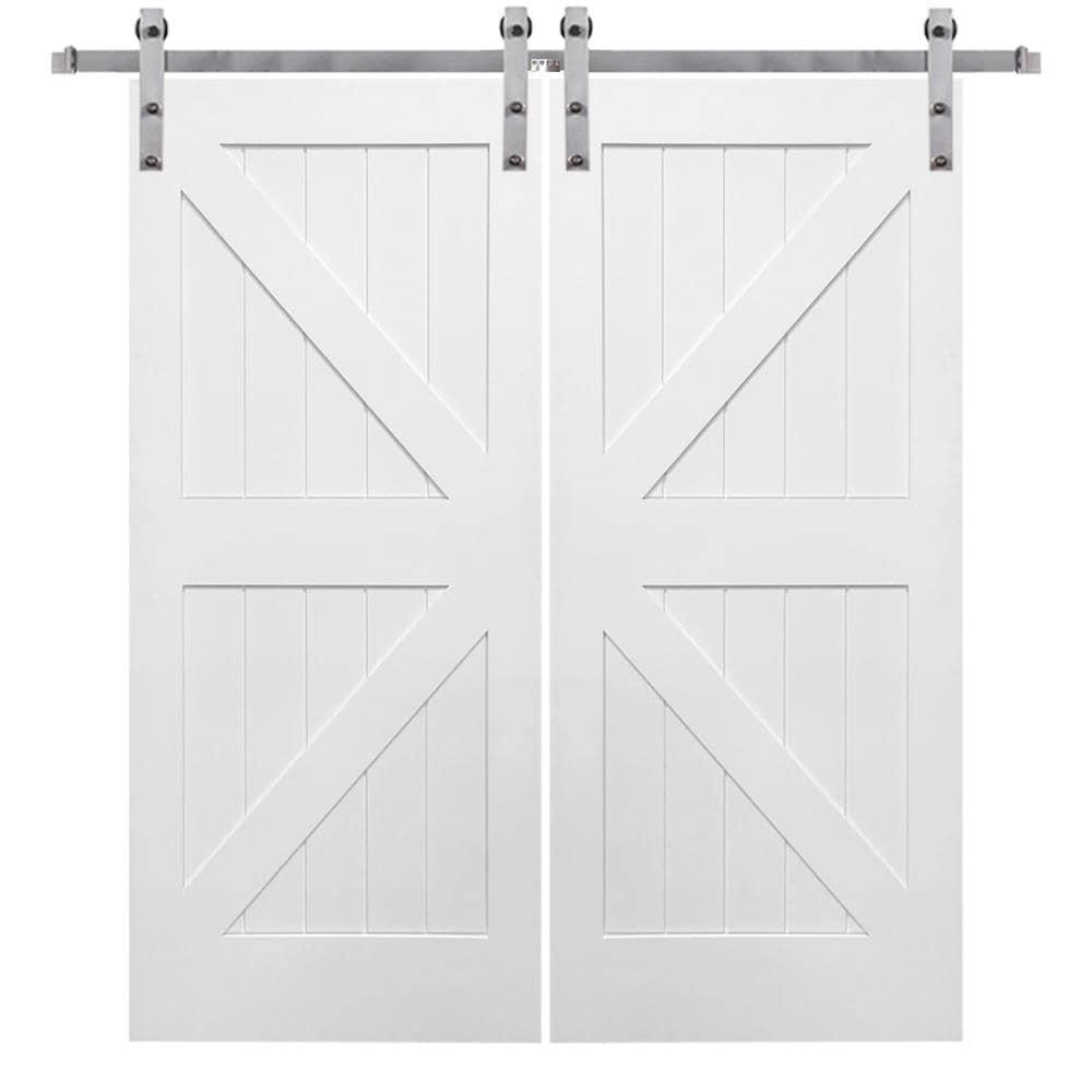 K-Plank 72'' x 84'' Solid + Manufactured Wood Paneled with Installation Hardware Kit Barn Door