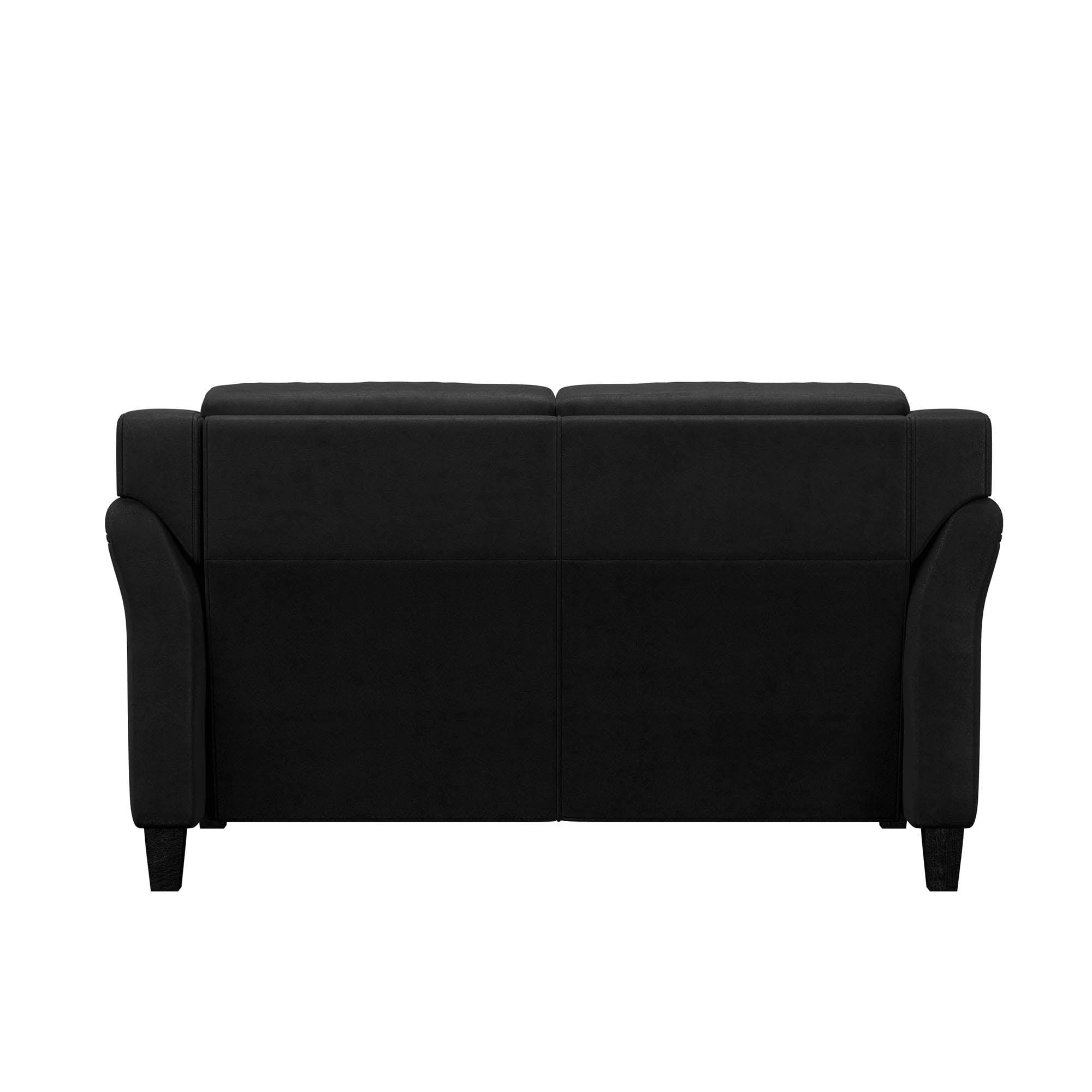 Lifestyle Solutions Taryn Curved Arm Loveseat, Black Fabric