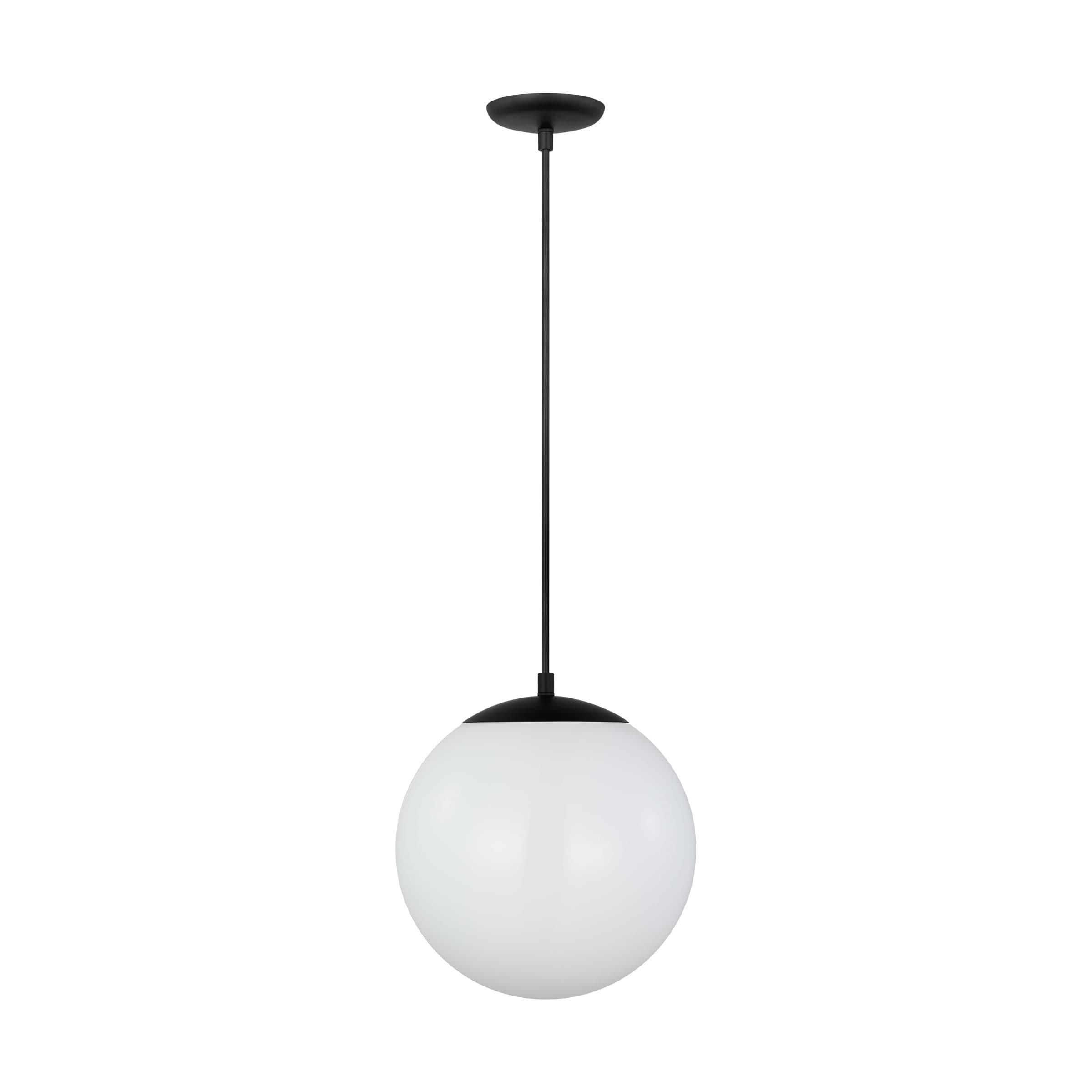 Midnight Black Globe Pendant Lamp with White Glass Shade