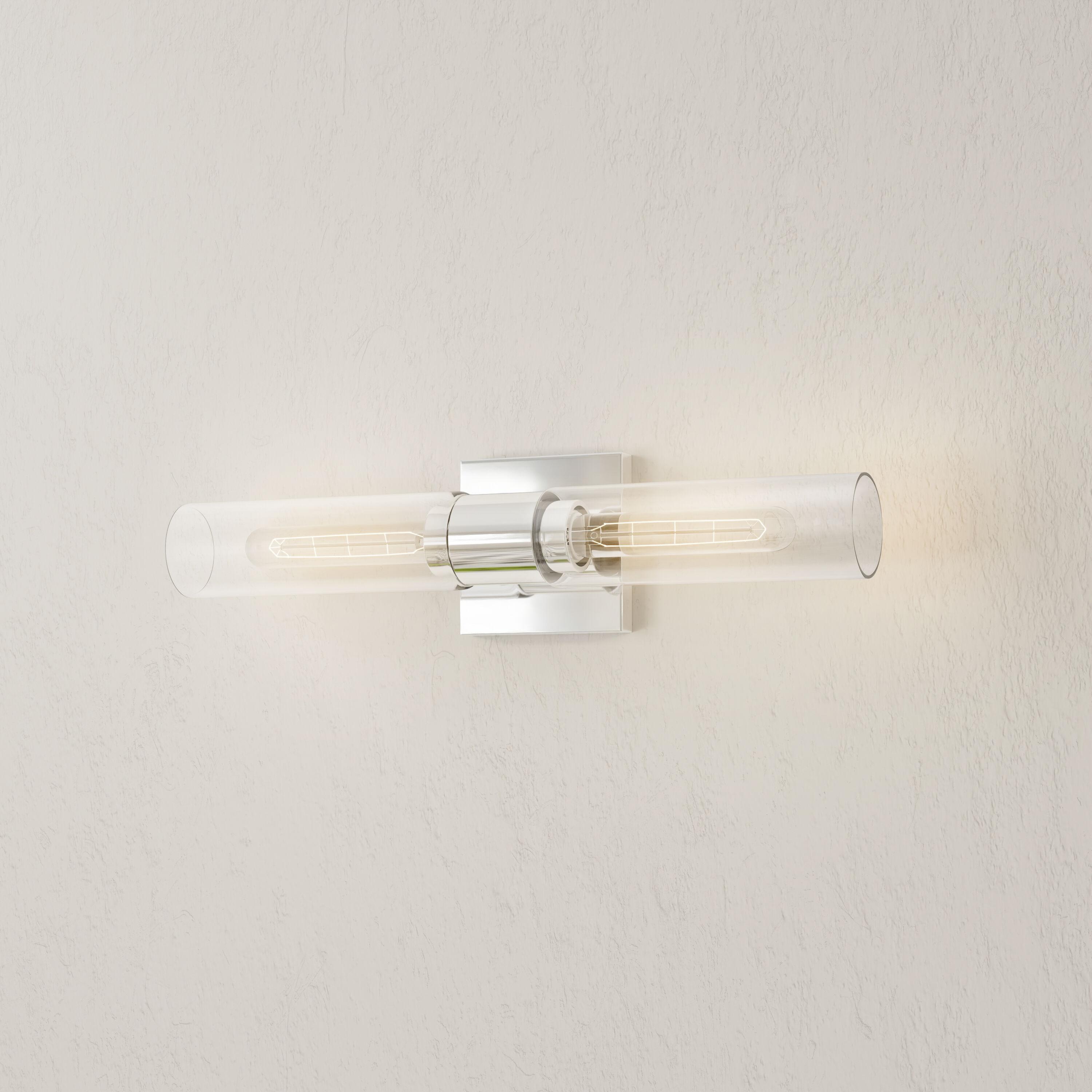 Progress Lighting Clarion 2-Light Bath Vanity Light, Polished Chrome, Glass Shade