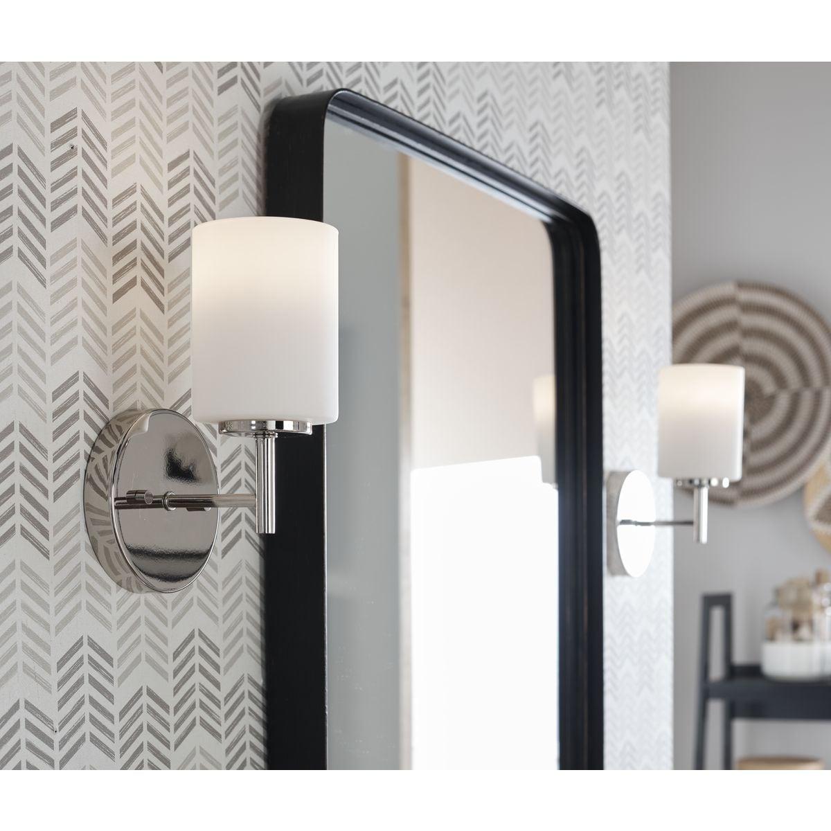 Progress Lighting Replay 1-Light Bath & Vanity Wall Light, Polished Nickel, Porcelain Shade