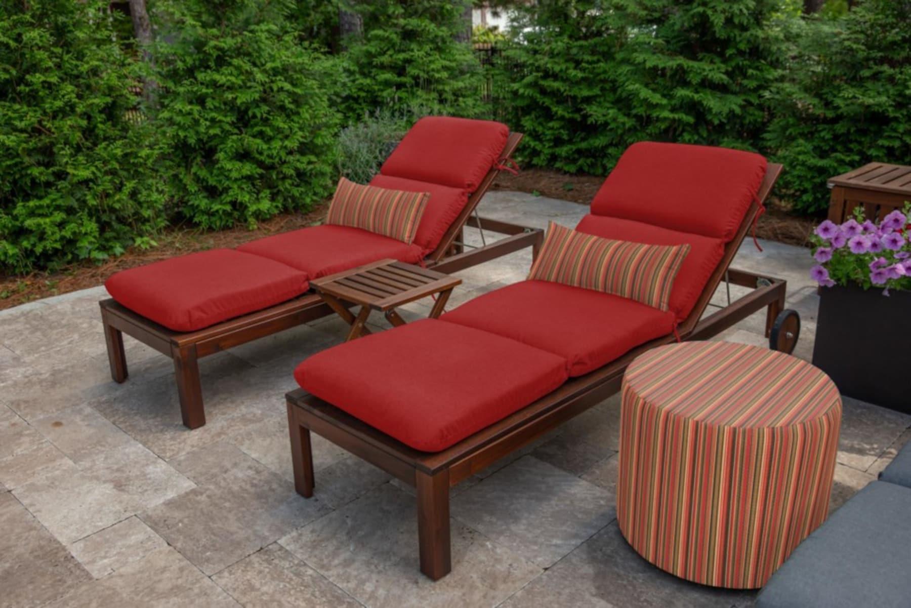 Sunbrella Solid Outdoor Chaise Cushion 74 x 22 in. - Canvas Jockey Red