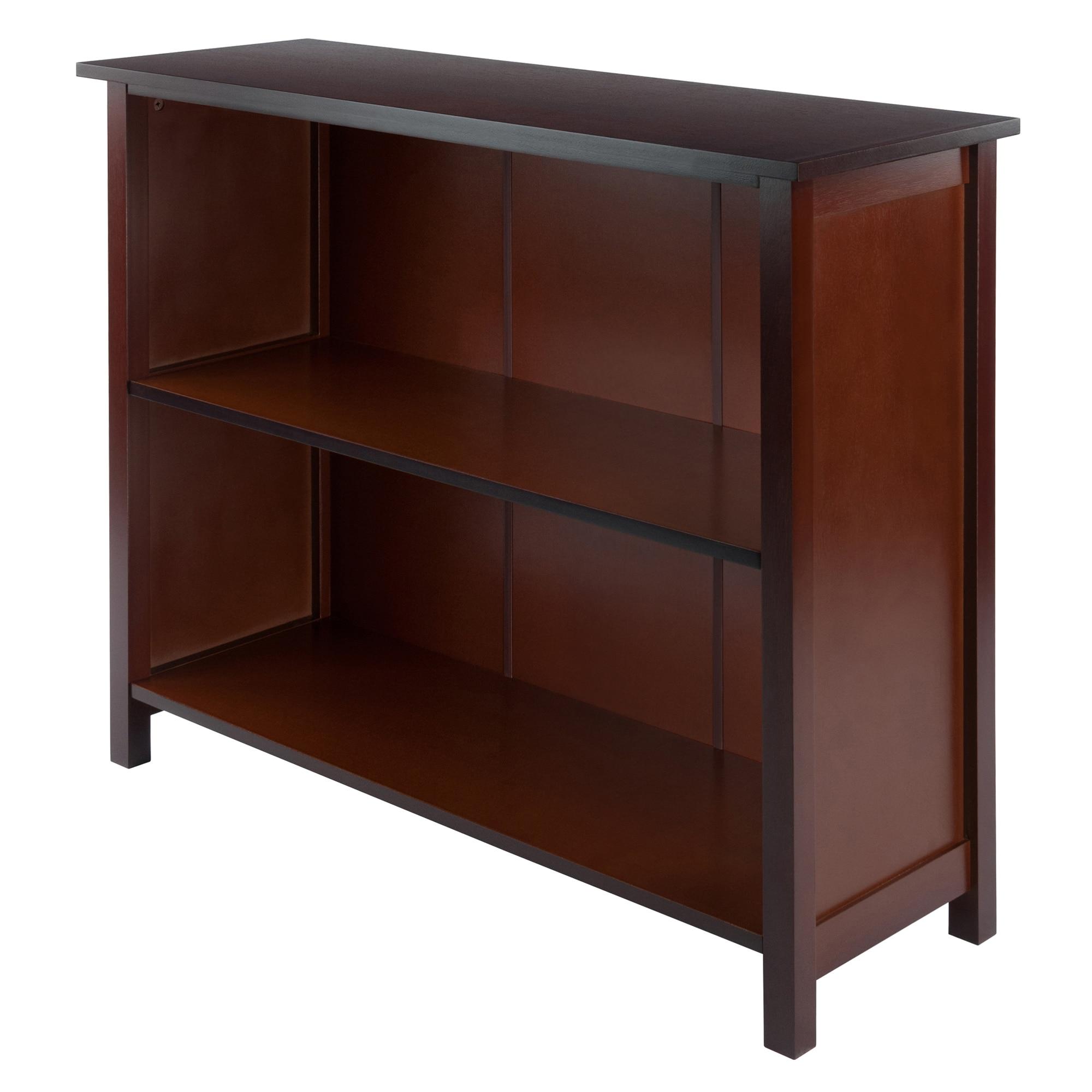 30" 3 Tier Milan Storage Shelf or Bookshelf Long Walnut - Winsome: Fixed Shelves, Wood Composite