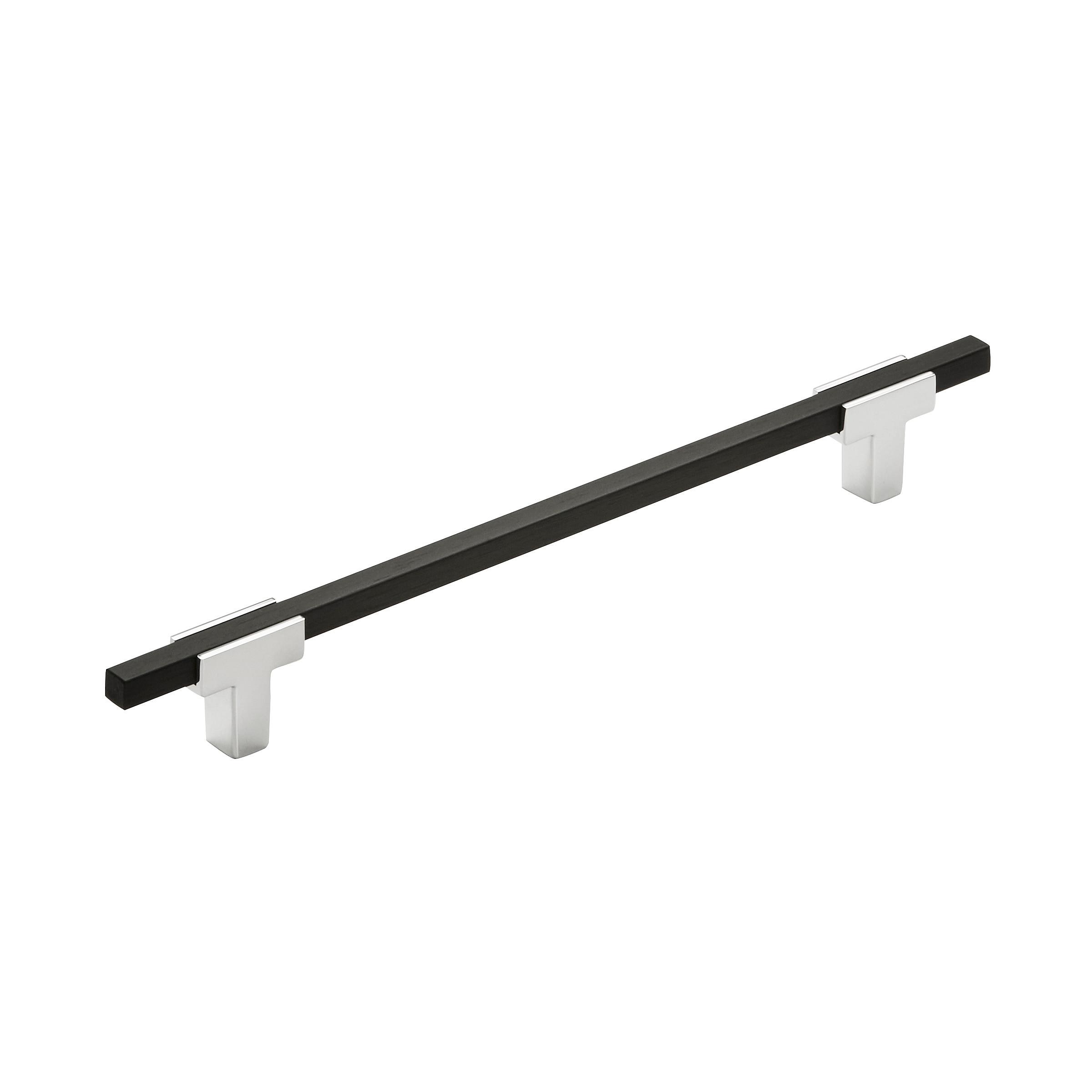 Amerock Urbanite 7-9/16 inch (192mm) Center-to-Center Polished Chrome/Brushed Matte Black Cabinet Pull