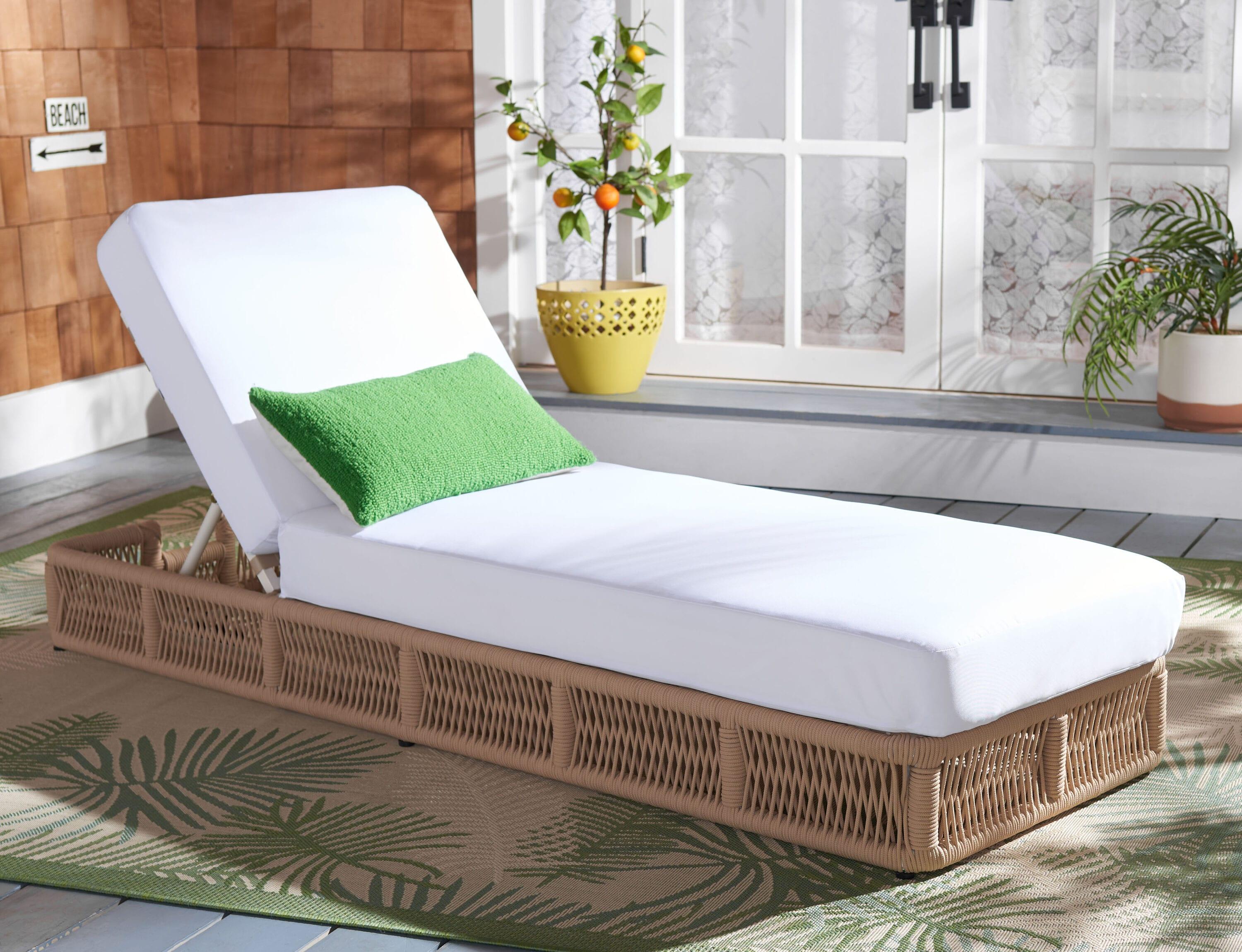 Gillian Sunlounger - Tan/White - Safavieh.