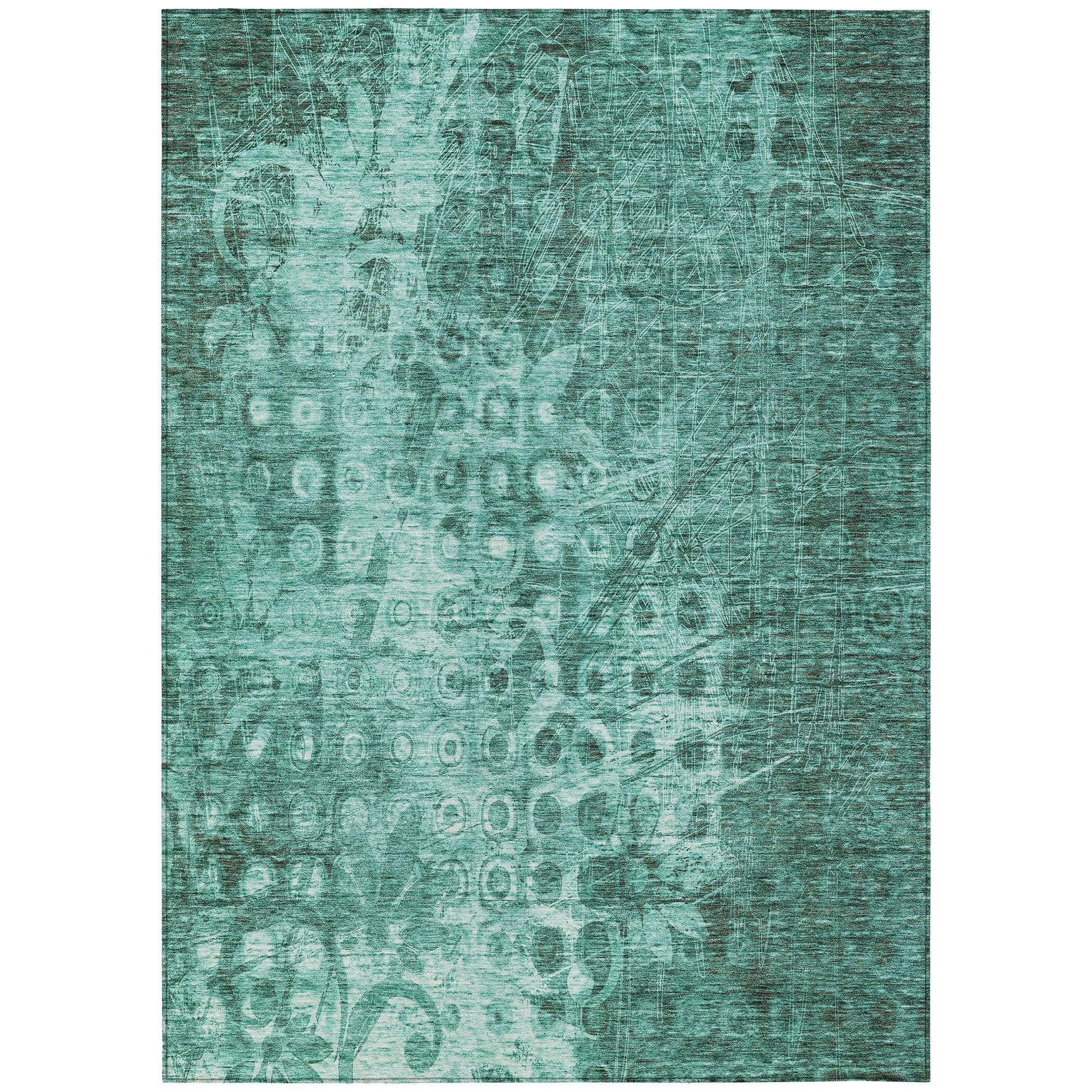 Teal Flat Woven Synthetic 9' x 12' Area Rug