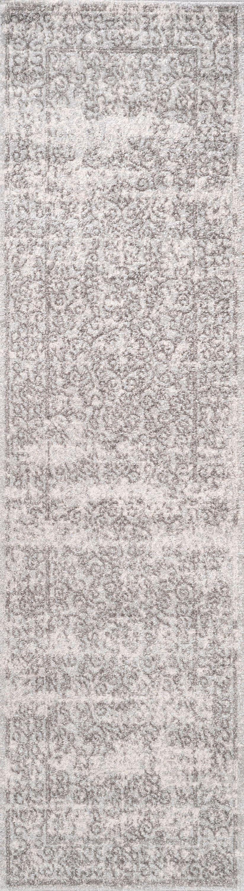 2'x8' Ferro Filigree Charcoal Black and White Area Rug, Gray/Dark Gray - JONATHAN Y