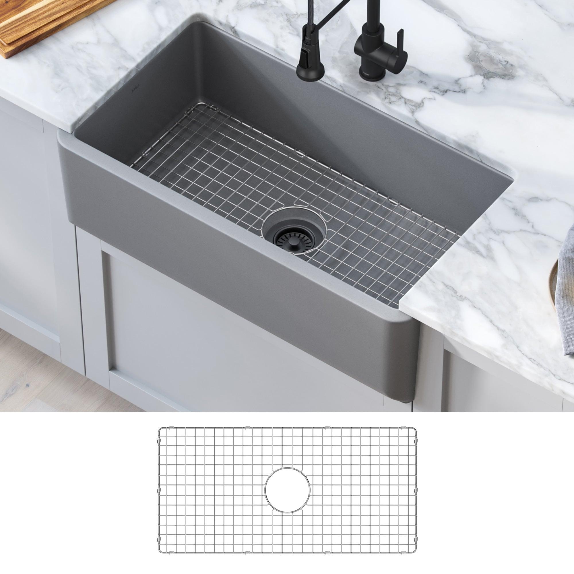 KRAUS Turino™ 33" L Farmhouse Reversible Apron Front Fireclay Single Bowl Kitchen Sink