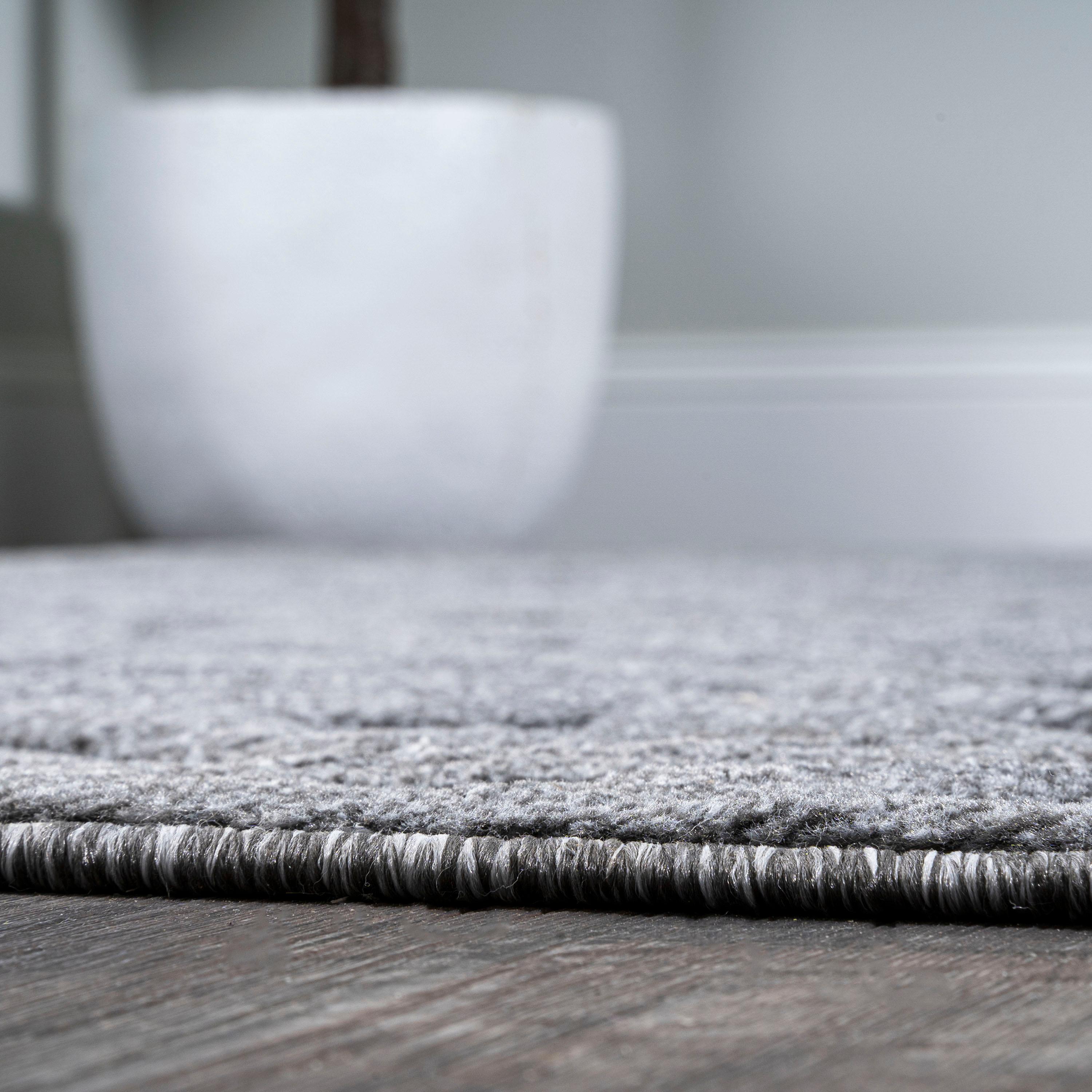 5' Round Portmany Neutral Diamond Trellis Indoor/Outdoor Area Rug, Dark Gray - JONATHAN Y