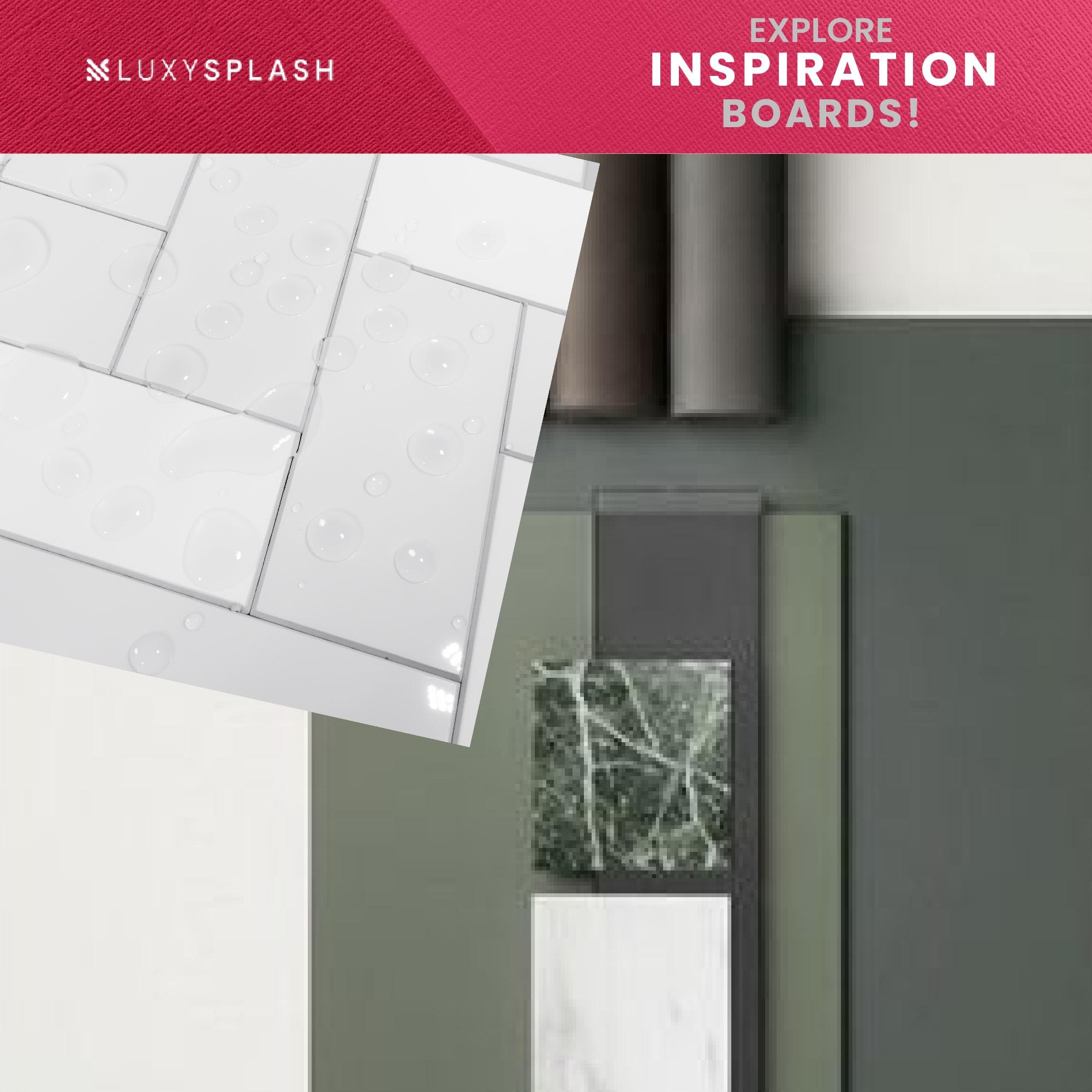 LuxySplash Drita 12-in x 18-in Ultra-Glossy Stone Composite Peel and Stick Wall Tile (3-sq. ft/ Carton)