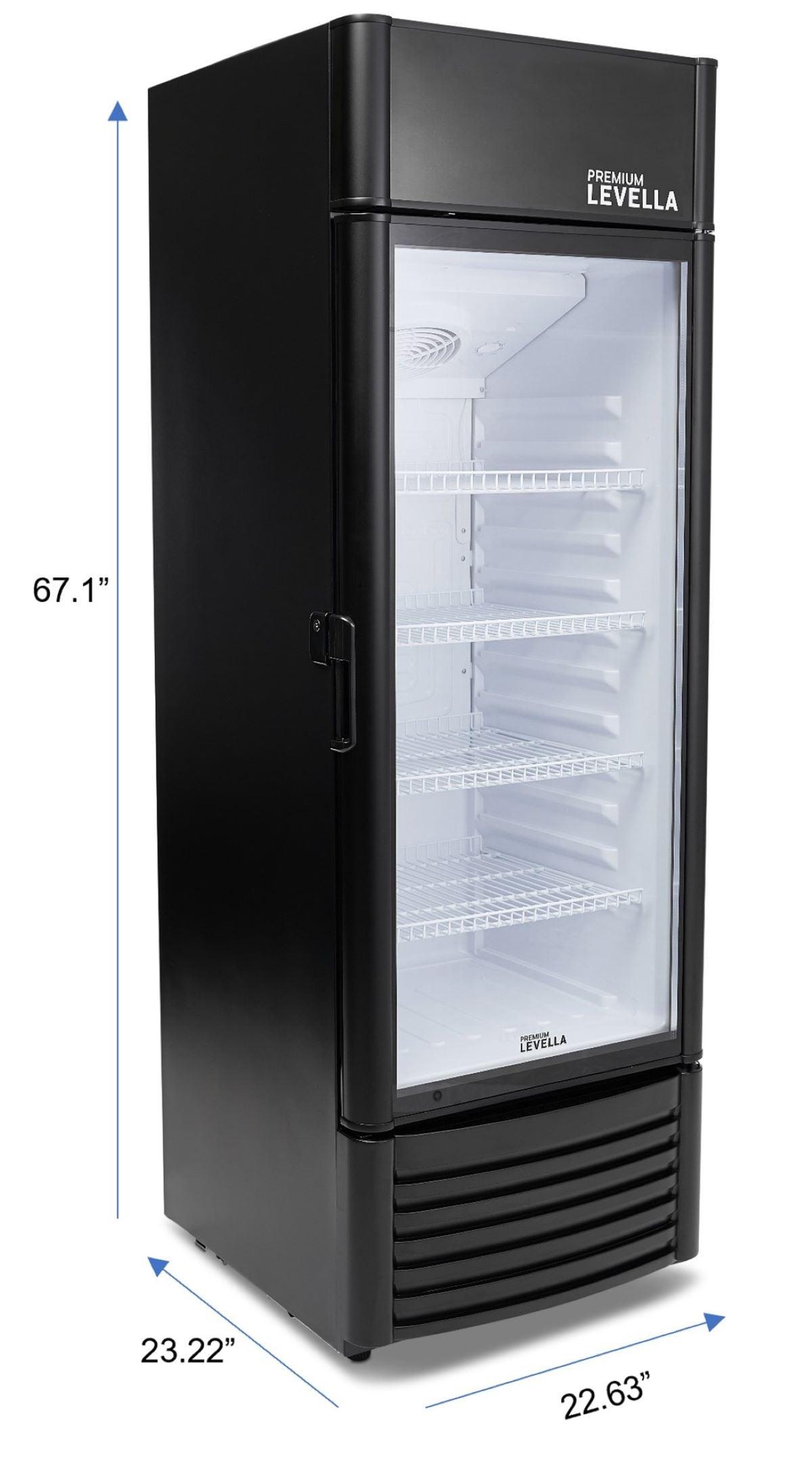 Premium Levella 9.0 cu ft 1-Glass Door Commercial Refrigerator, Matte Black