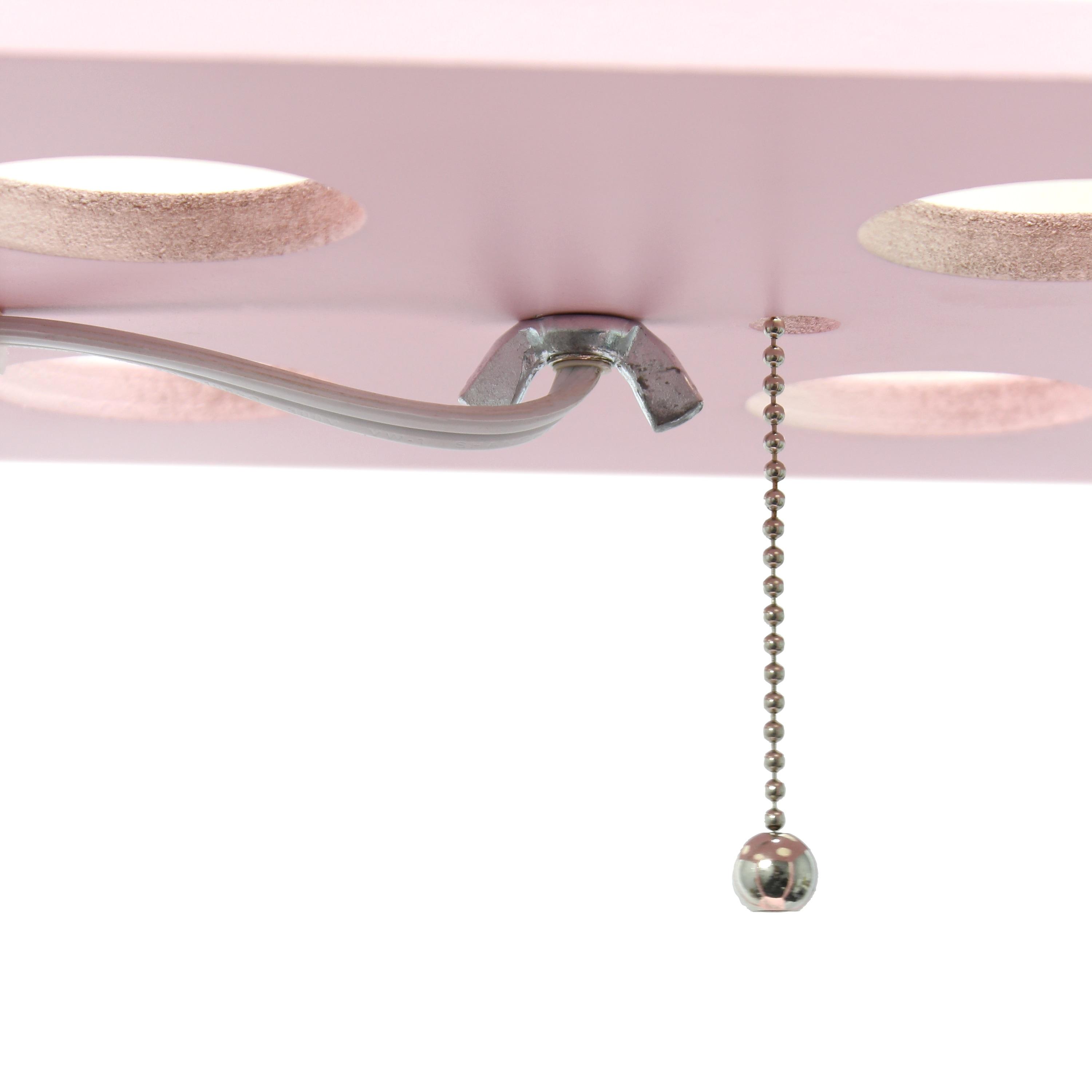 Column Shelf Floor Lamp with Linen Shade Light Pink - Lalia Home: ETL Listed, Pull Chain Switch