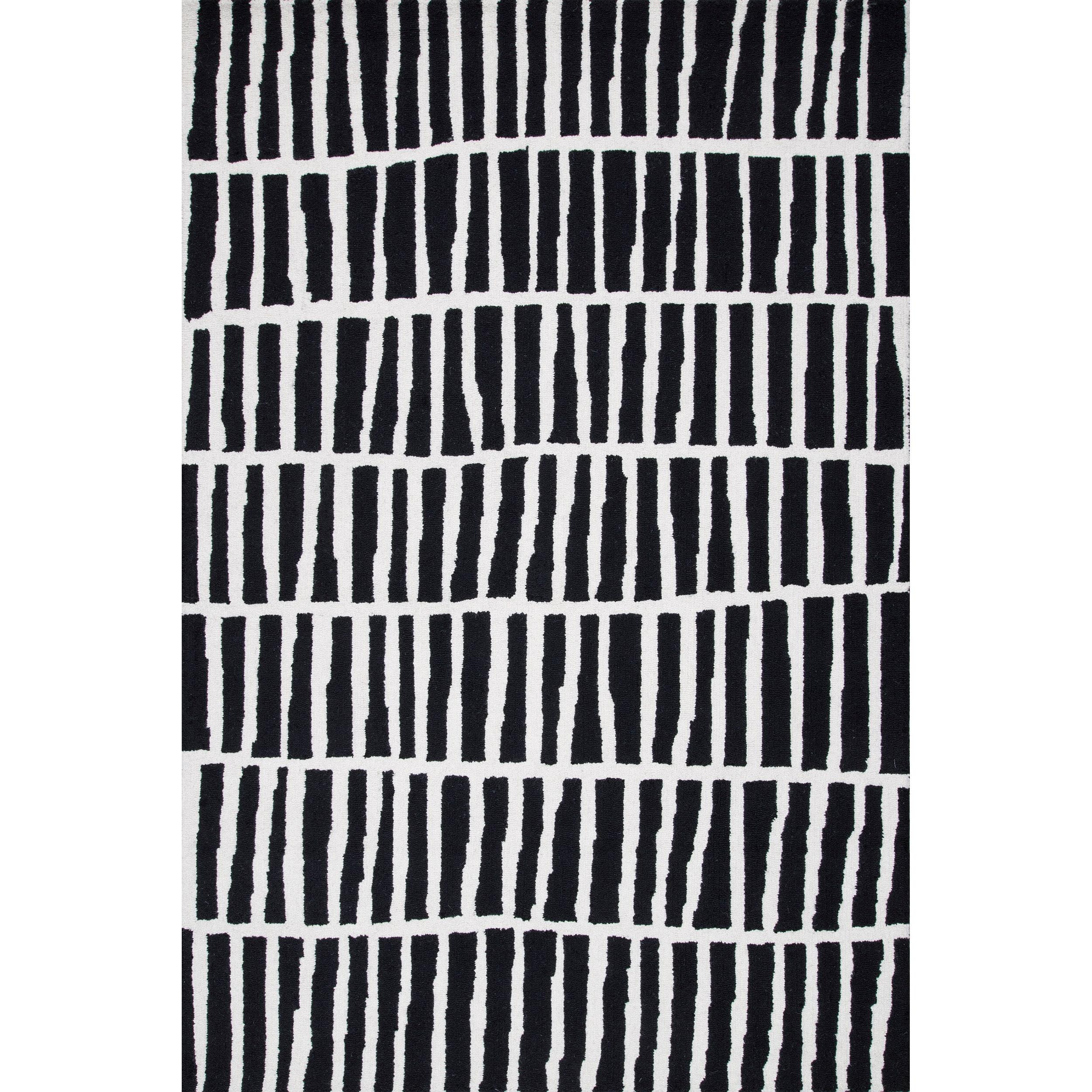 Nuloom Lemuel Geometric 5x8 Wool Indoor Area Rug for Living Room Bedroom Dining Room Kitchen, Black/Ivory