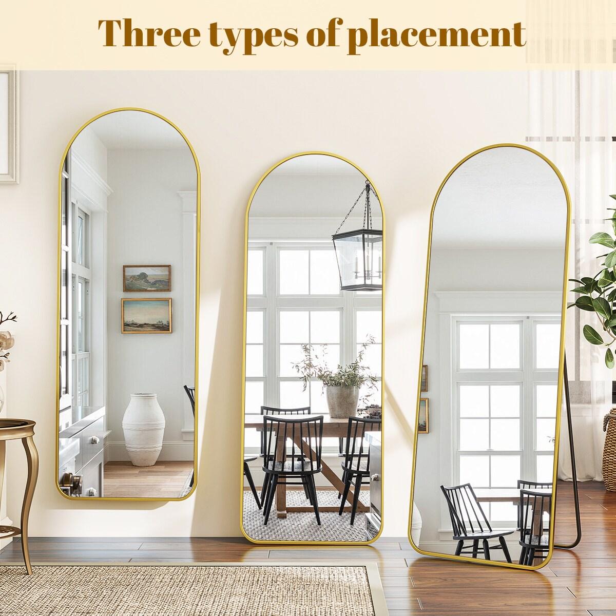 BEAUTYPEAK 64"x21" Full Length Mirror Rectangle Body Dressing Floor Standing Mirrors, Gold