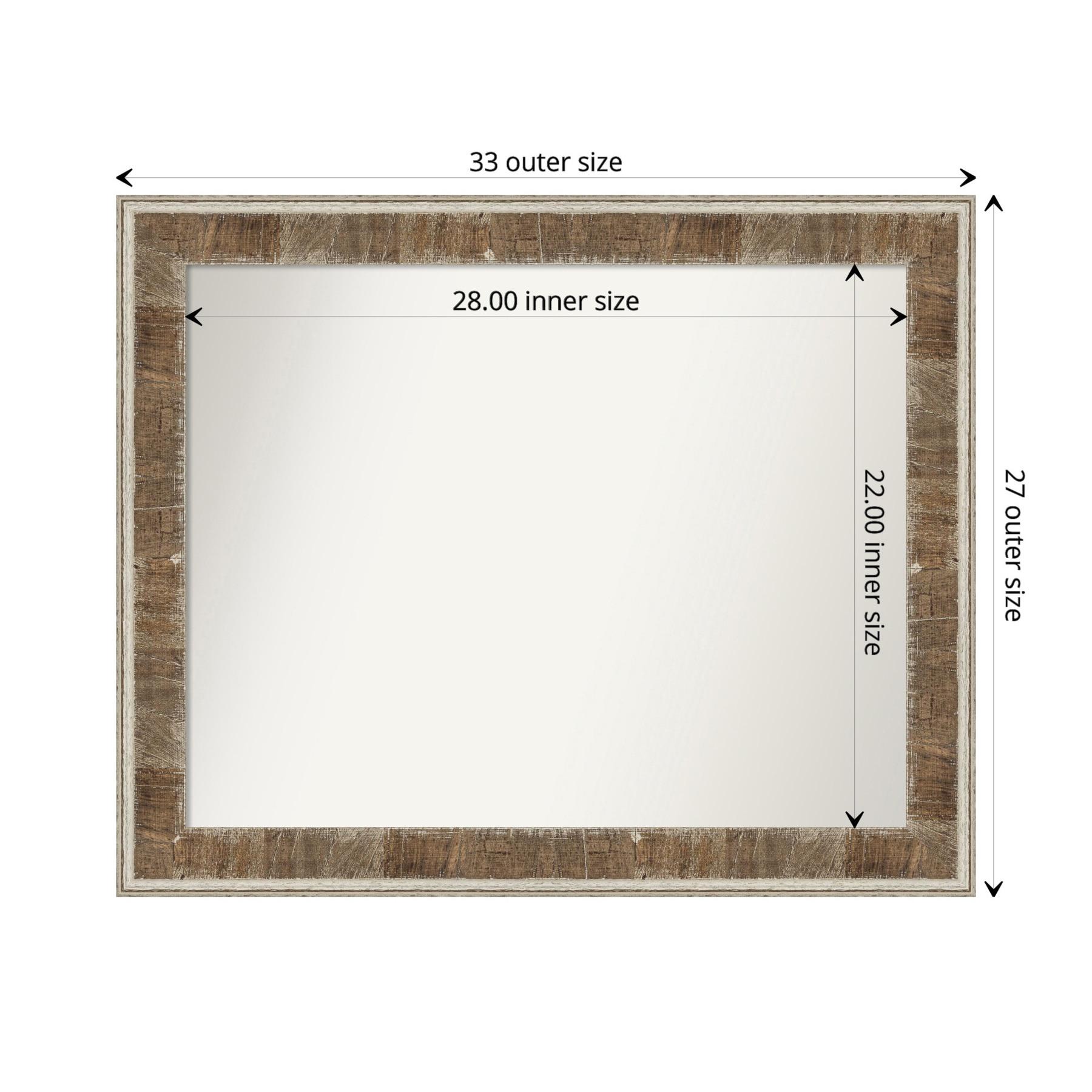 Amanti Art Farmhouse Brown Narrow Non-Beveled Wood Bathroom Wall Mirror 26.75 x 32.75 in.