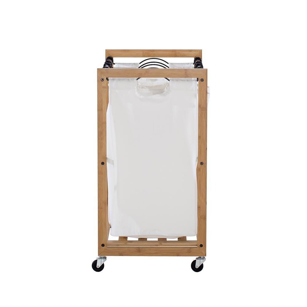 Trinity TRINITY EcoStorage 3-Bag Rolling Bamboo Laundry Cart w/ Poles