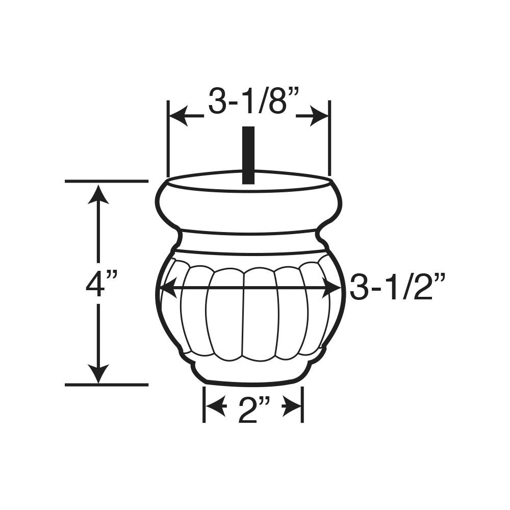 4 in x 3-1/2 in Unfinished Solid Hardwood Round Bun Foot (Set of 4)