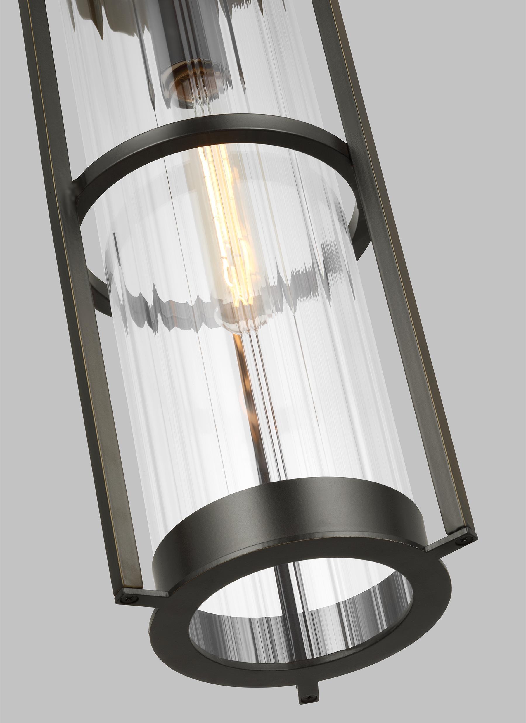 Antique Bronze 61.5" Outdoor Pendant with Clear Fluted Glass Shade
