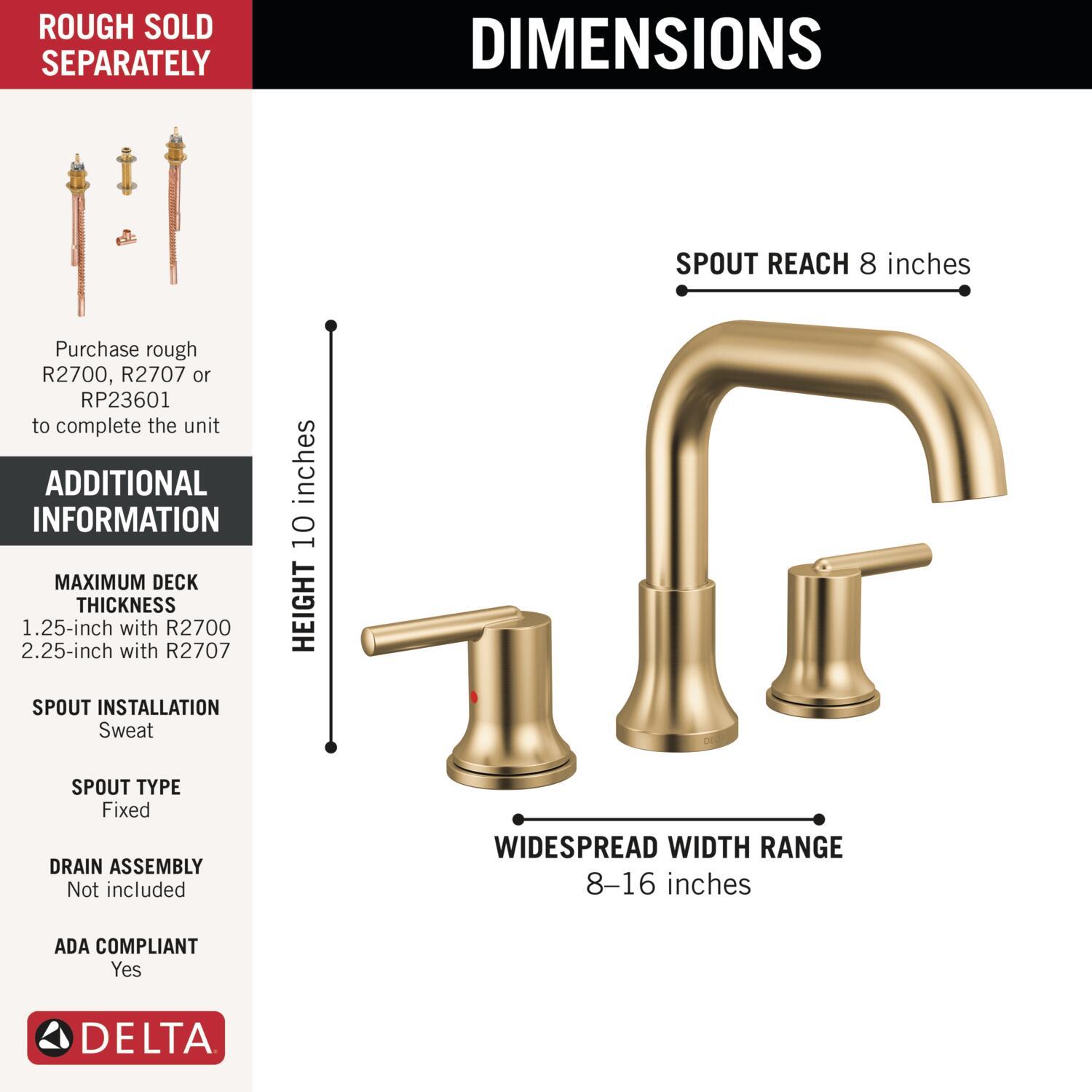Trinsic Widespread Bathroom Faucet 3 Hole, 2-handle Bathroom Sink Faucet with Drain Assembly