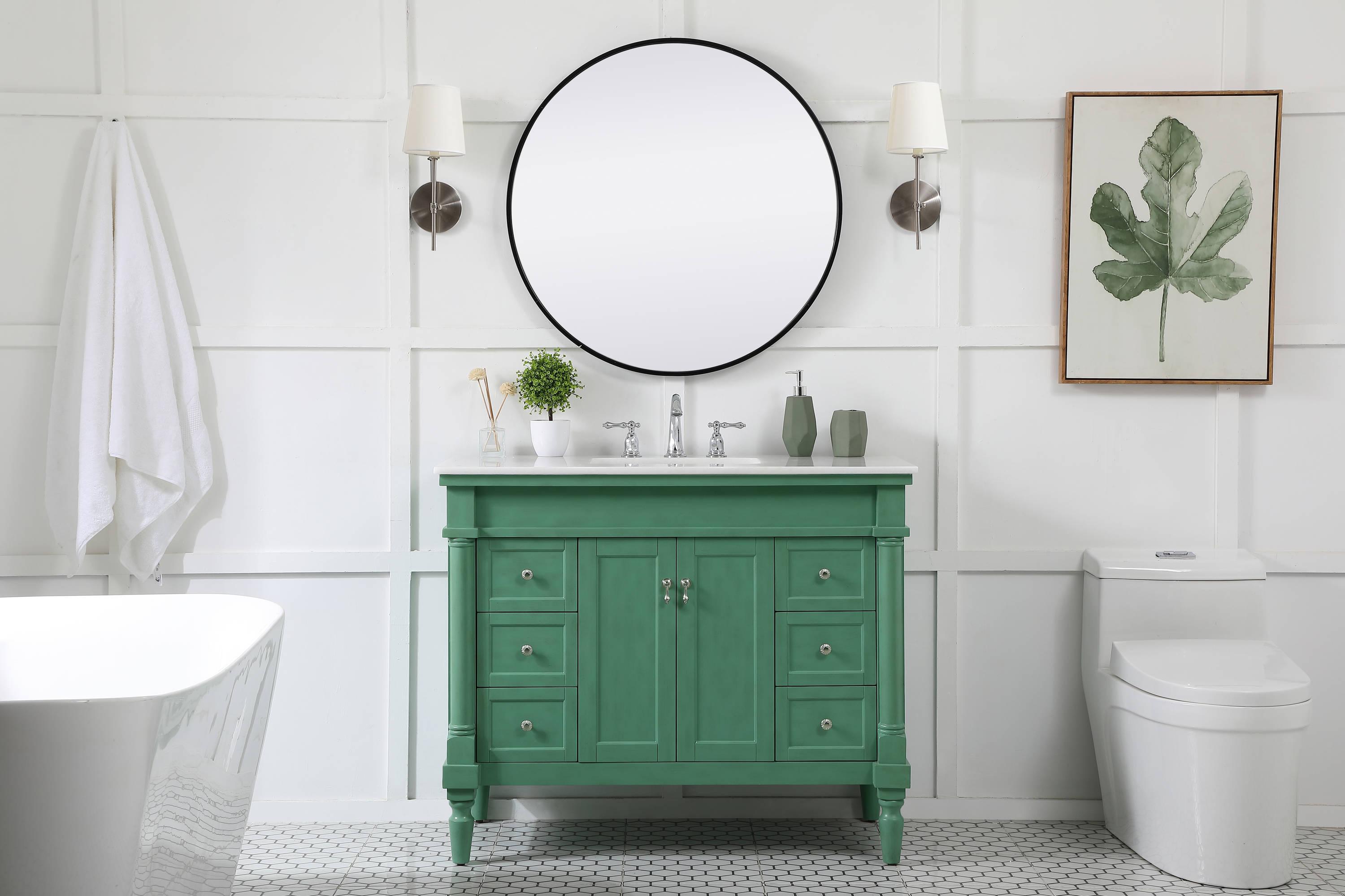 Elegant Decor Lexington 42" Solid Wood Single Bathroom Vanity in Vintage Mint