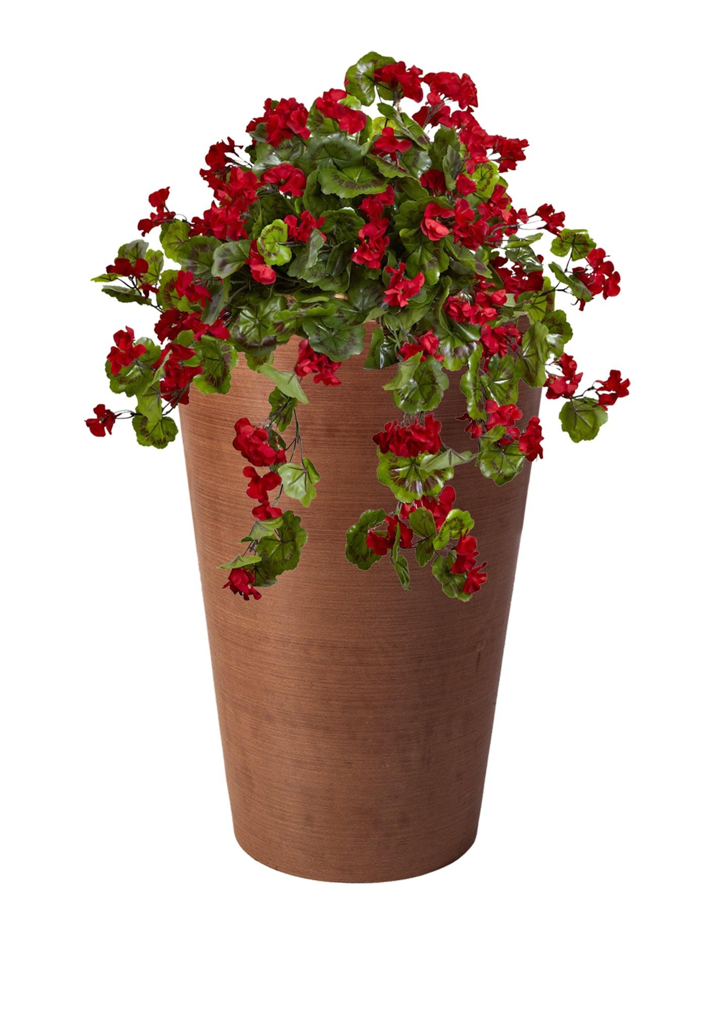 Valencia Tall Terracotta Composite Resin Planter with Elevated Shelf