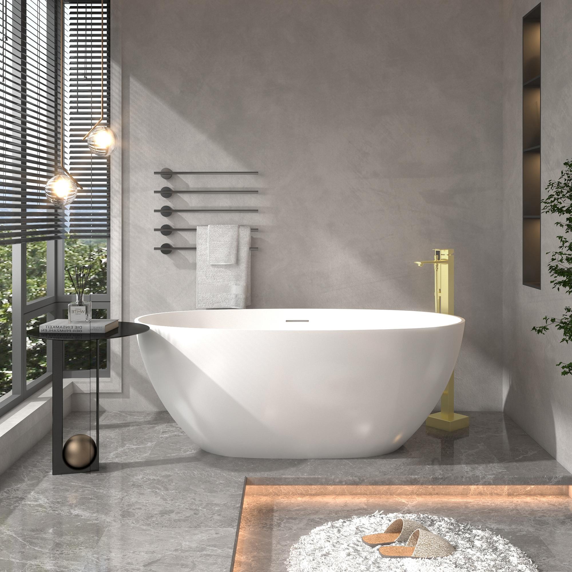 mondawe Single Handle Floor Mounted Freestanding Tub Filler with Diverter MDLT0055-BG