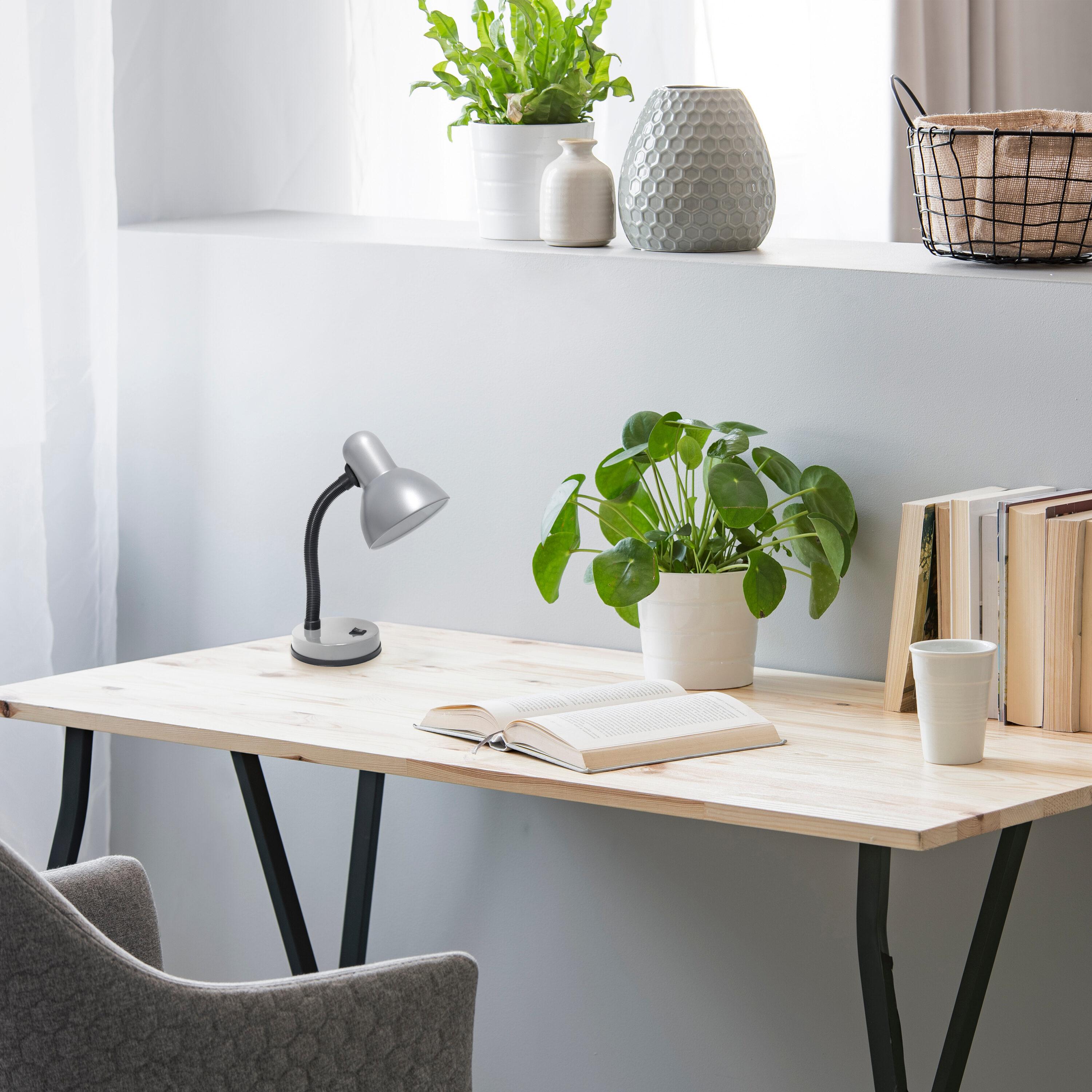 Creekwood Home Essentix 14.25" Traditional Metal Desk Lamp with Flexible Gooseneck Silver: ETL Listed, No Assembly Required