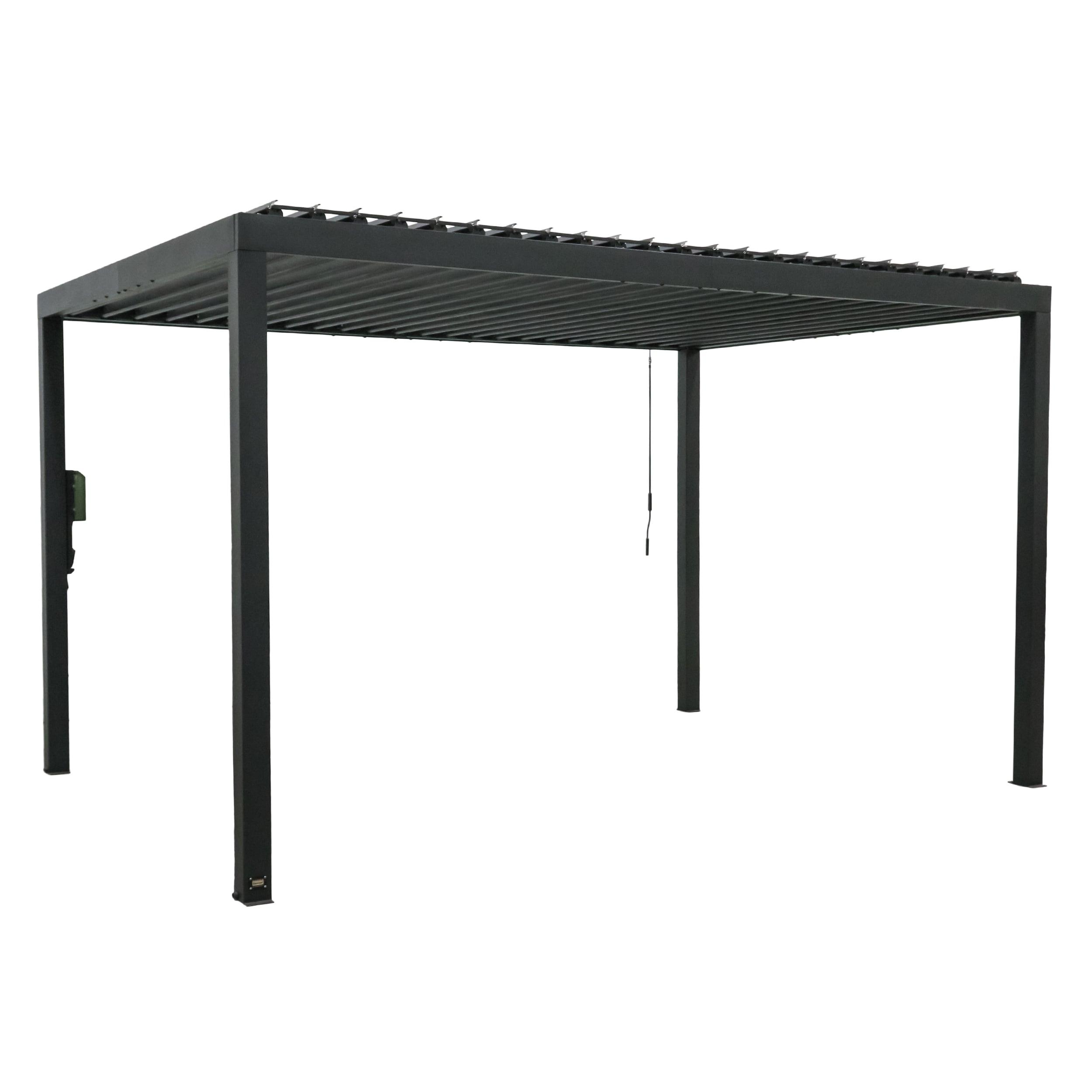 Sarasota Black Steel Louvered Pergola with Canopy