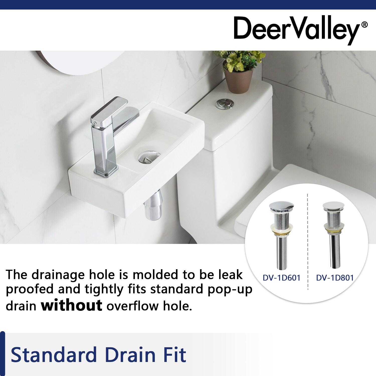 Liberty 14.57'' x 7'' Vitreous China Rectangular Wall Mount Bathroom Sink with Left Faucet Hole for Small Space
