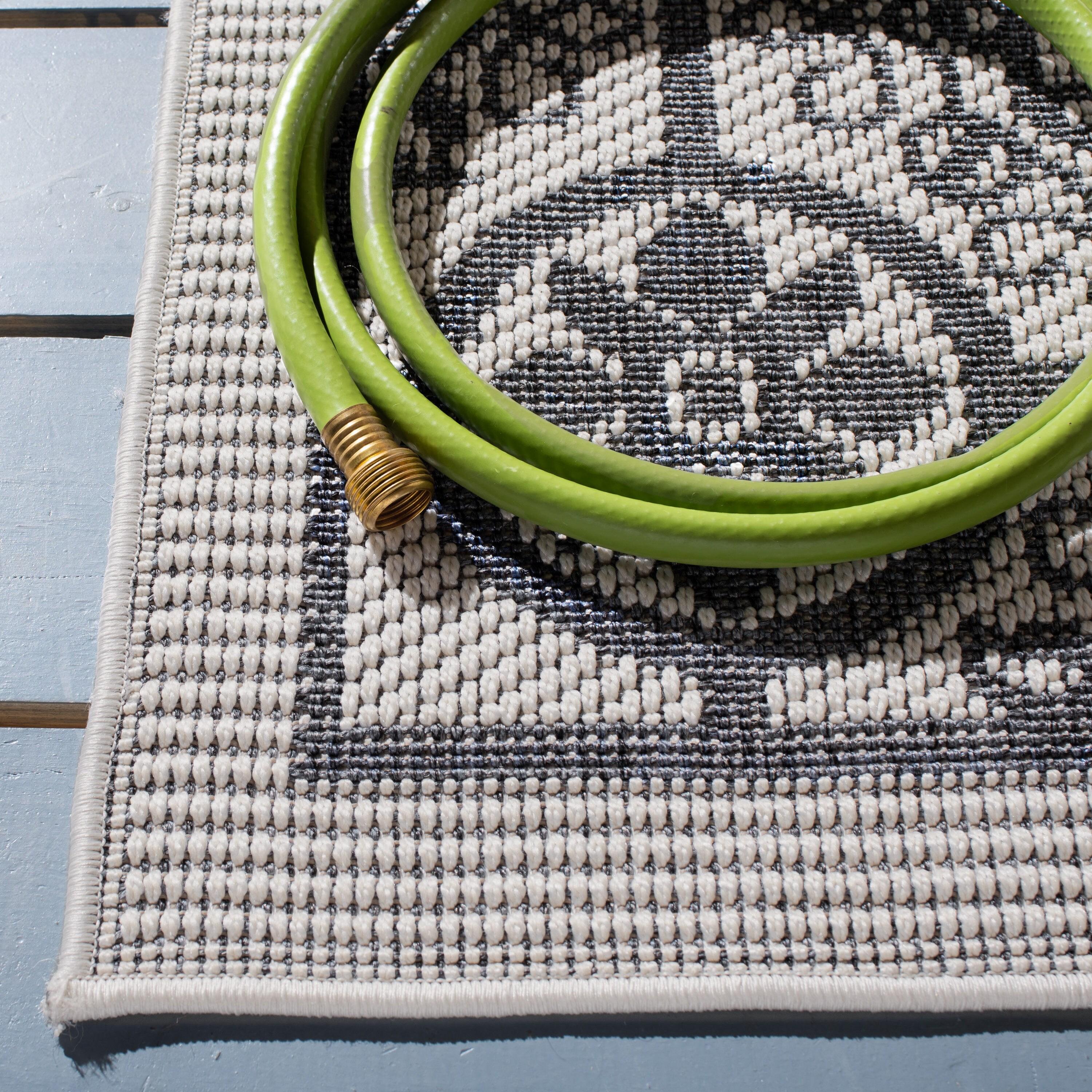 Bermuda BMU815 Power Loomed Indoor/Outdoor Machine Washable Area Rug - Ivory/Charcoal - 8'x10' - Safavieh