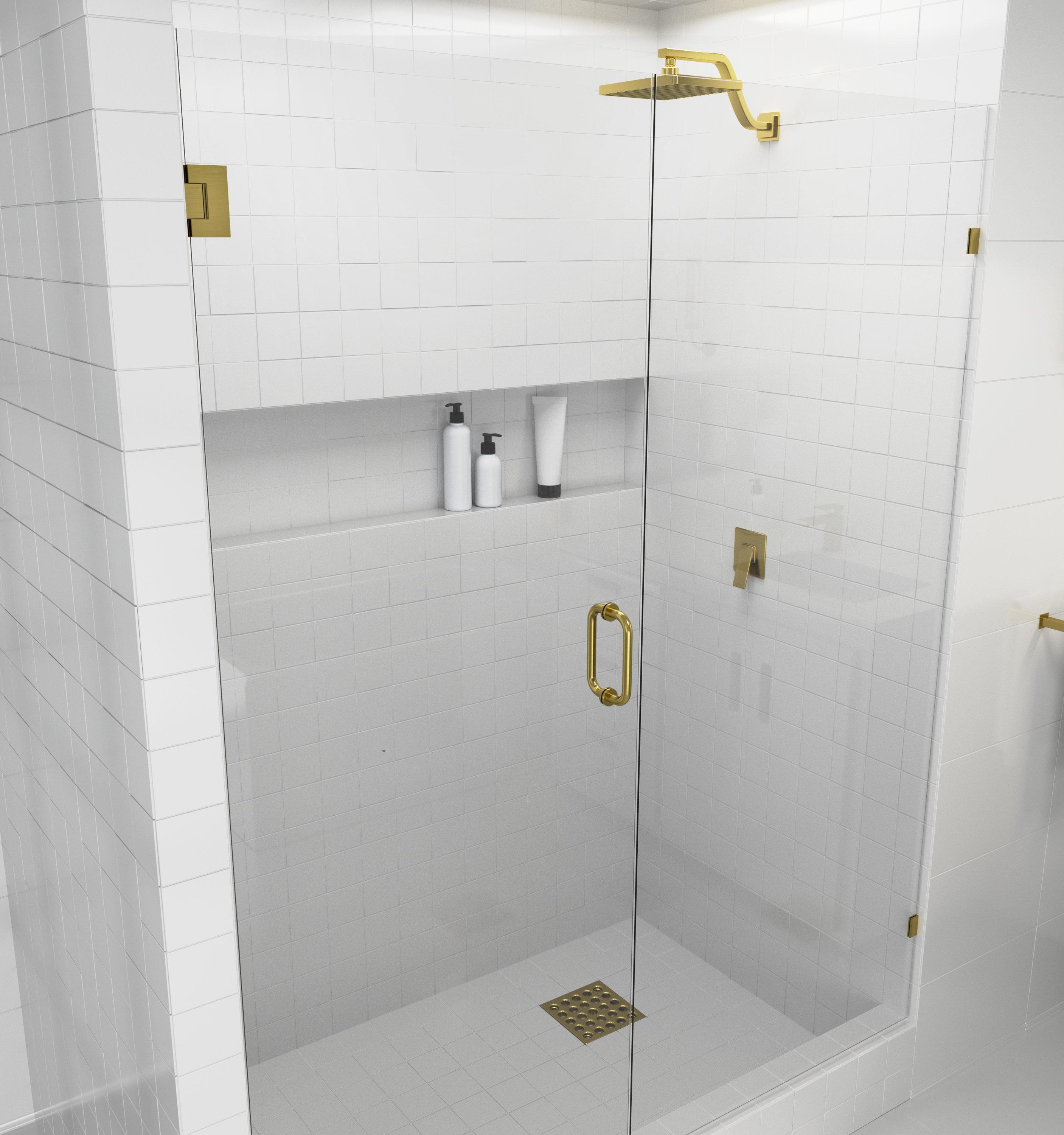 58 in. x 78 in. Fully Frameless Wall Hinge Shower Door