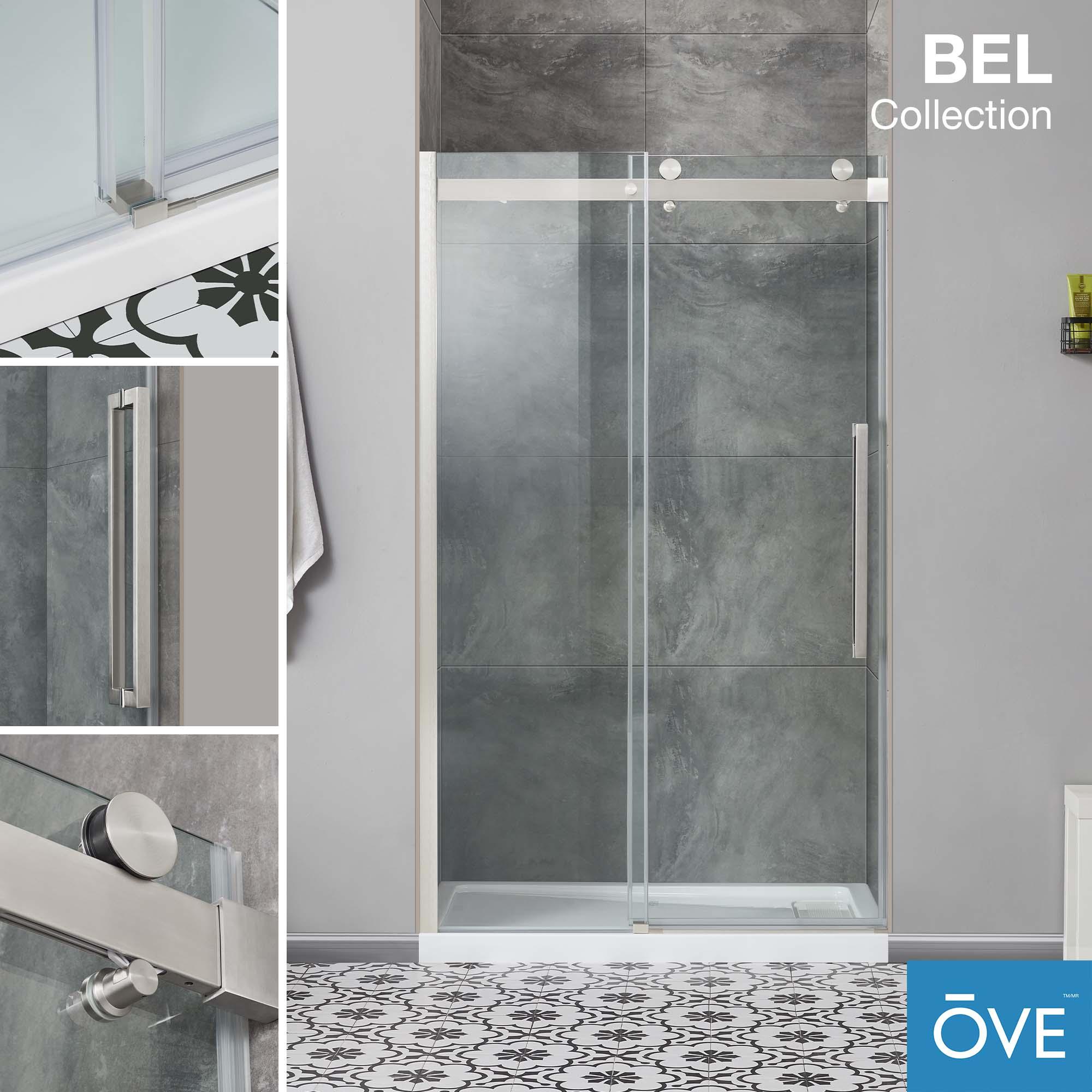 OVE Decors Bel Soft Close 48" x 78" Frameless Sliding Soft Close Shower Door