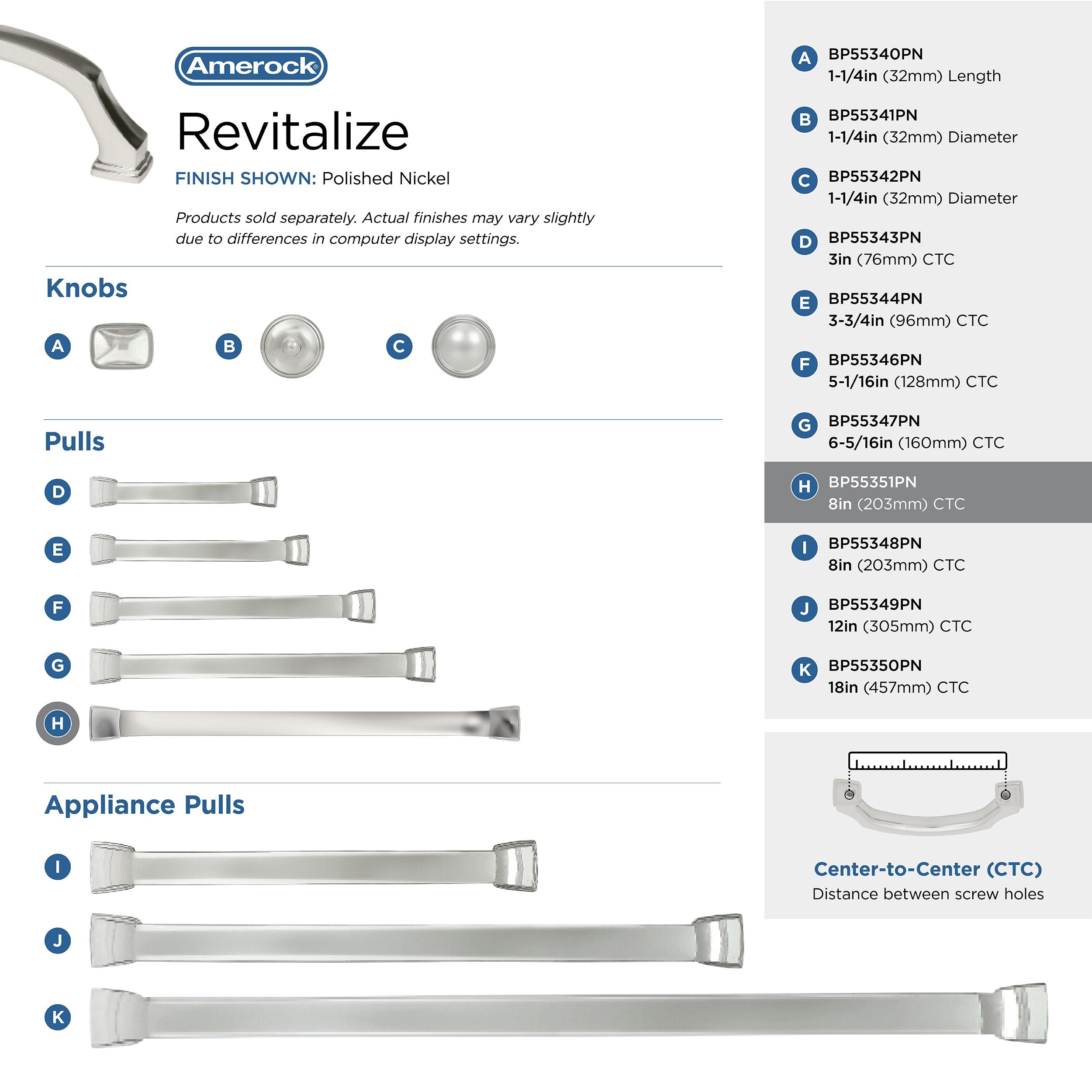 Amerock Revitalize 8 inch (203mm) Center-to-Center Polished Nickel Cabinet Pull