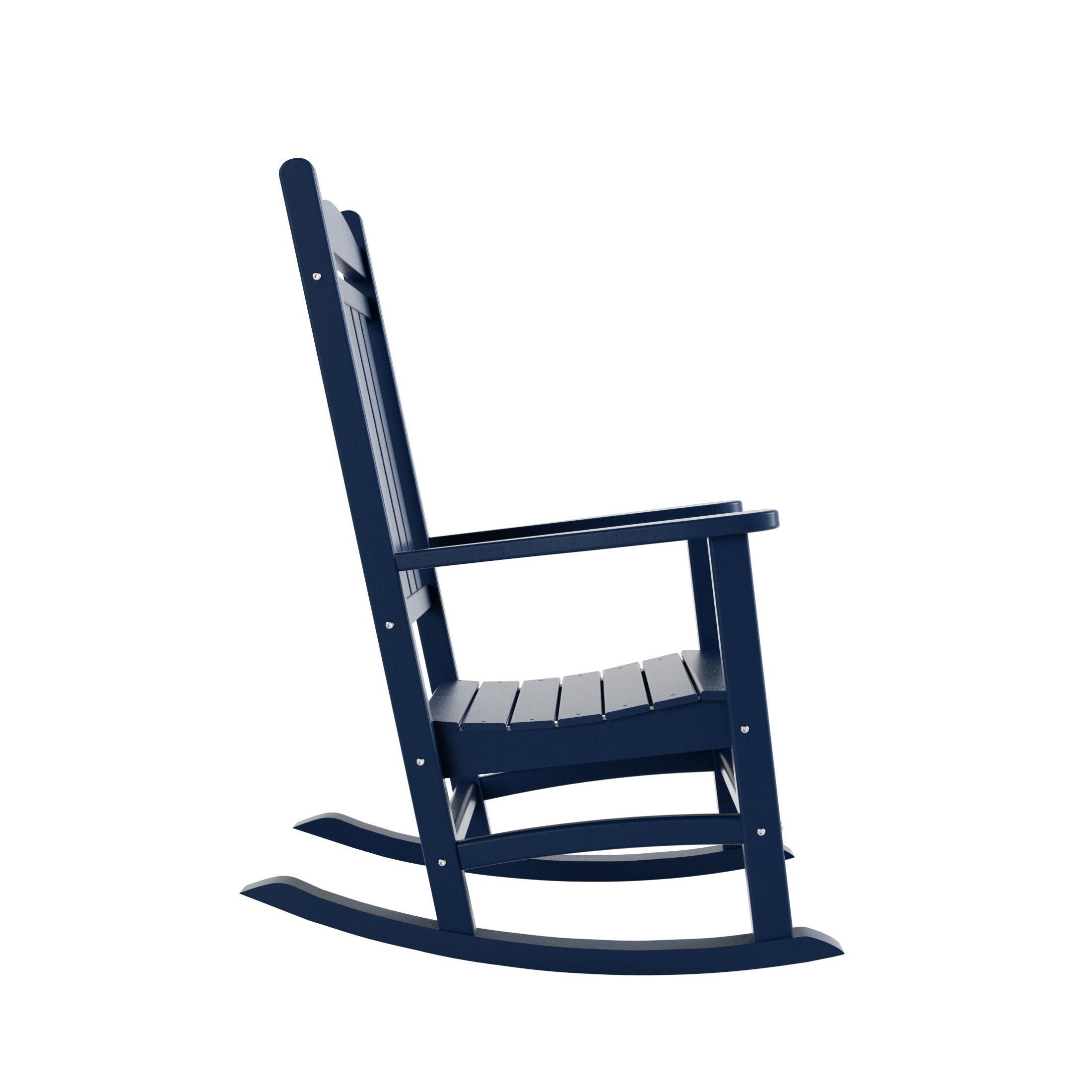 Polytrends  Laguna Traditional Poly Eco-Friendly Weather-Resistant Rocking Chair Navy Blue