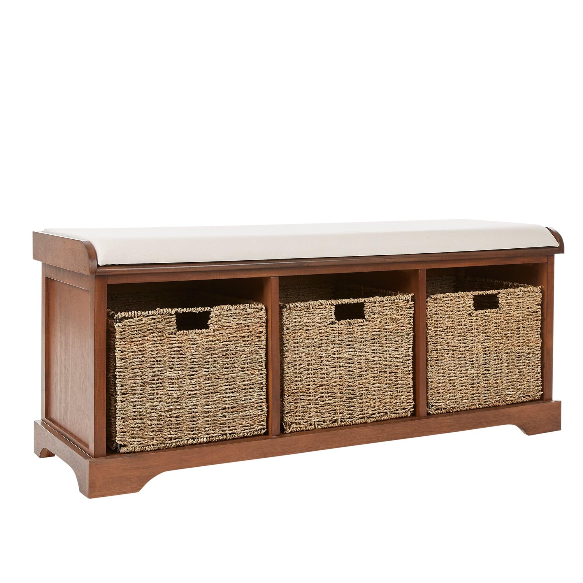 Lonan  Wicker Storage Bench - Brown - Safavieh