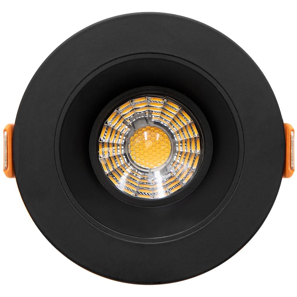 Maxxima 2 in. Ultra-Thin Recessed Anti-Glare LED Downlight - Canless IC Rated, 550 Lumens, 5 Color Temperature Selectable 2700K/3000K/3500K/4000K/5000K, Dimmable, Round Black Trim, 90 CRI, J-Box Incl