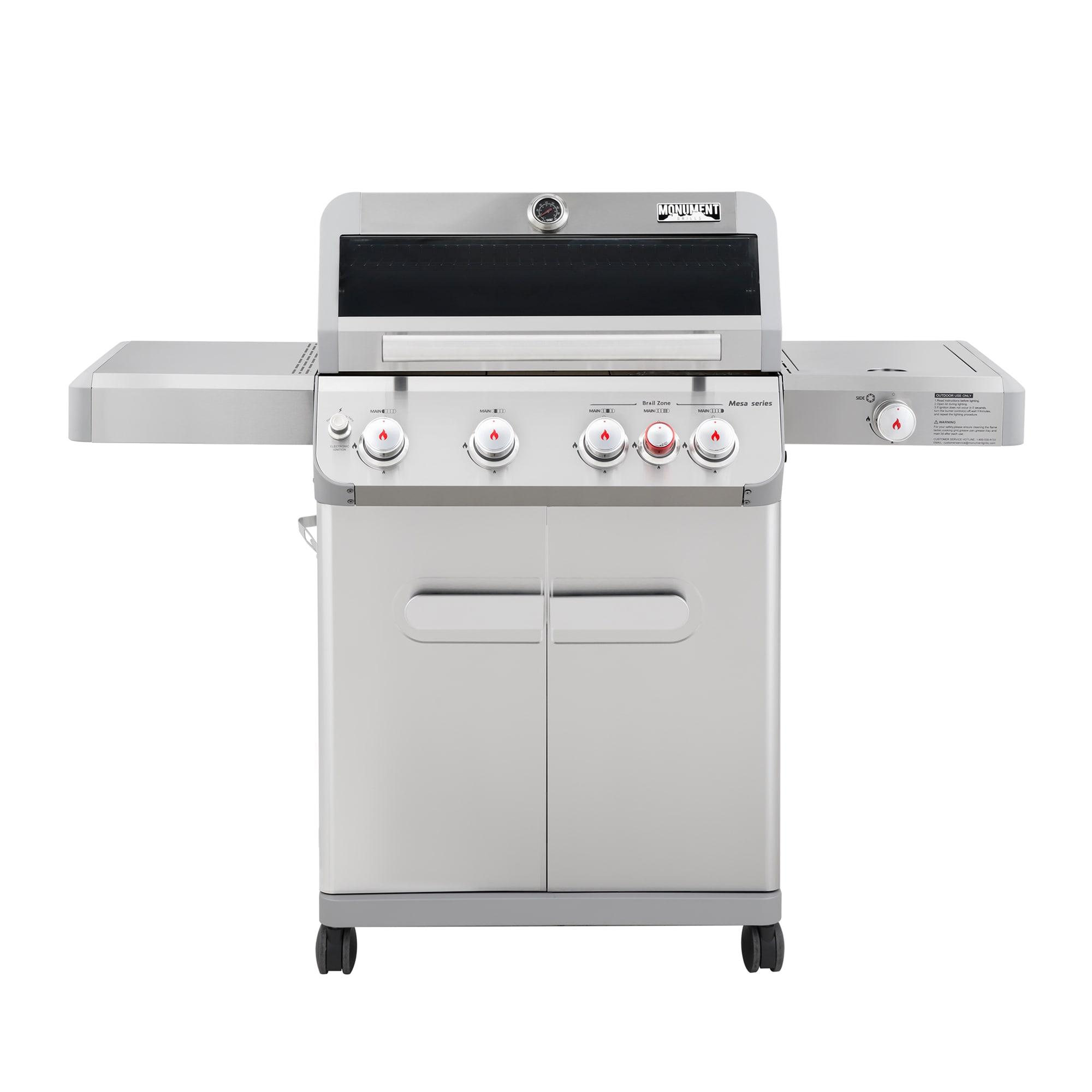 Monument Grills Mesa 415BZ,4-Burner Liquid Propane Infrared Gas Grill with Side Burner and Cabinet, 62,000 BTU – Perfect for Family BBQs
