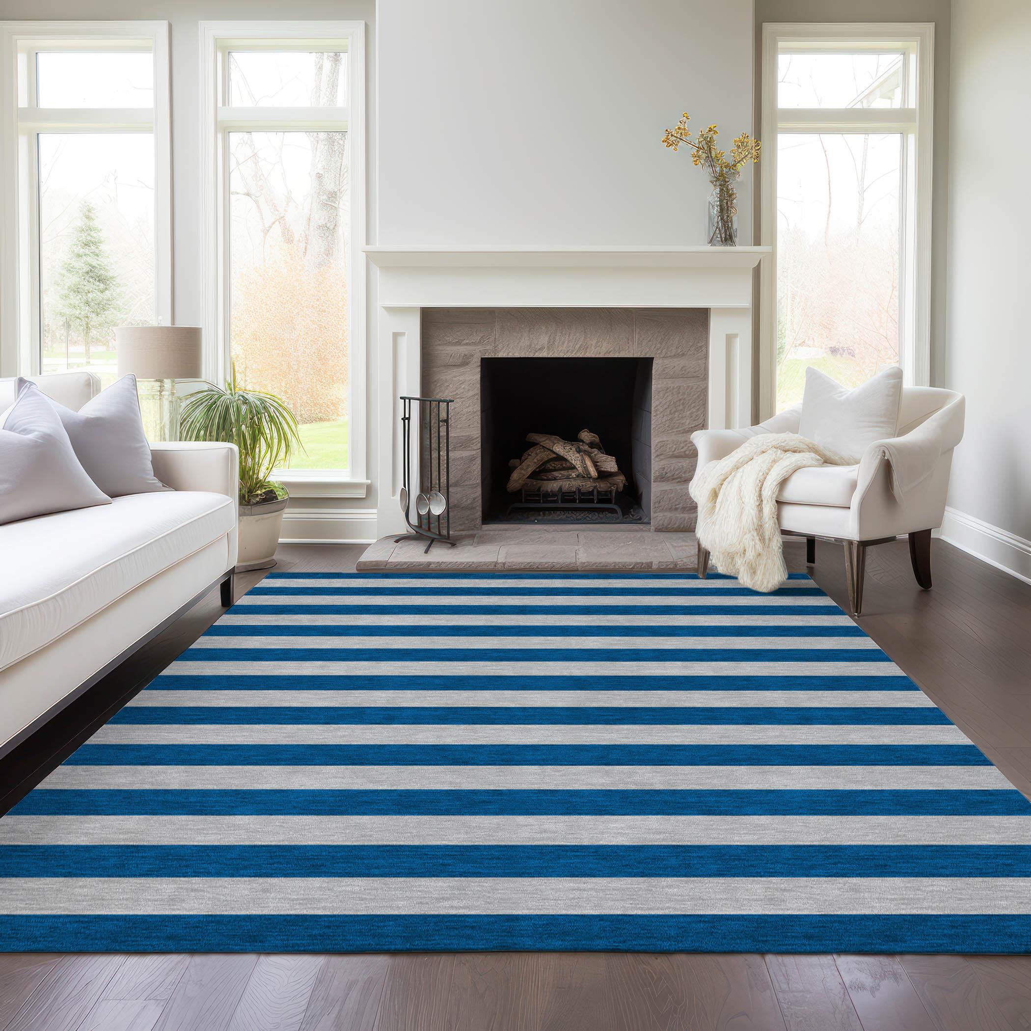 Addison Rugs Machine Washable Indoor/ Outdoor Cabana Stripe Chantille Rug Blue - 2'6" x 3'10"