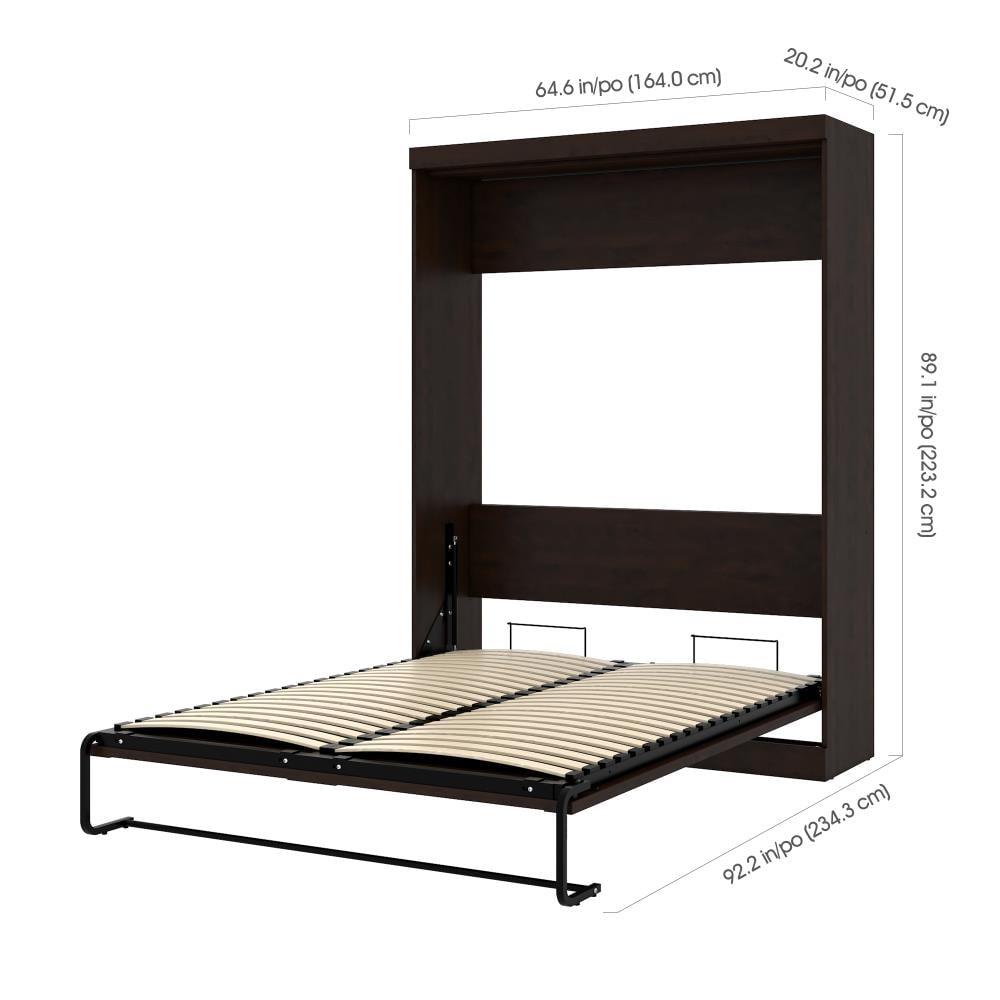 Contemporary Chocolate Brown Queen Murphy Bed Frame with Slats