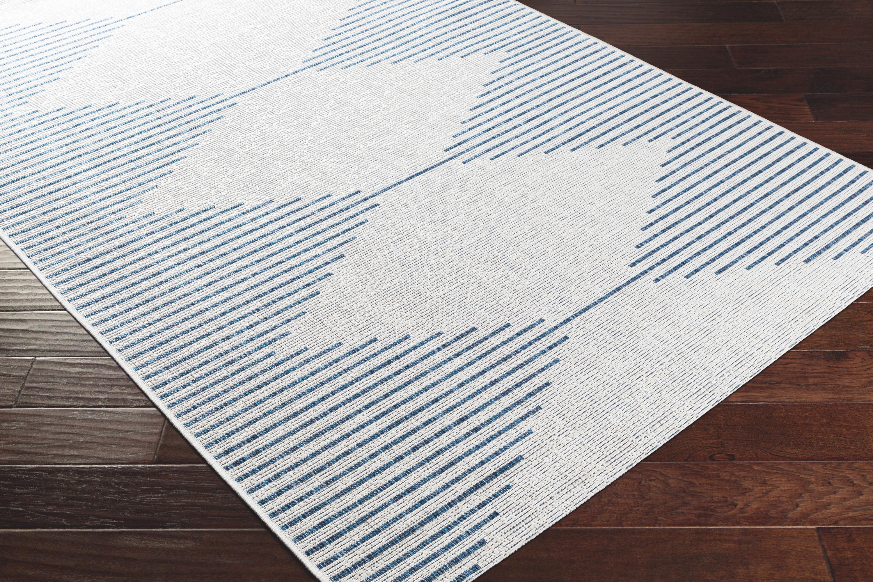 Reversible Blue Synthetic Easy Care Rectangular Rug 8' x 10'